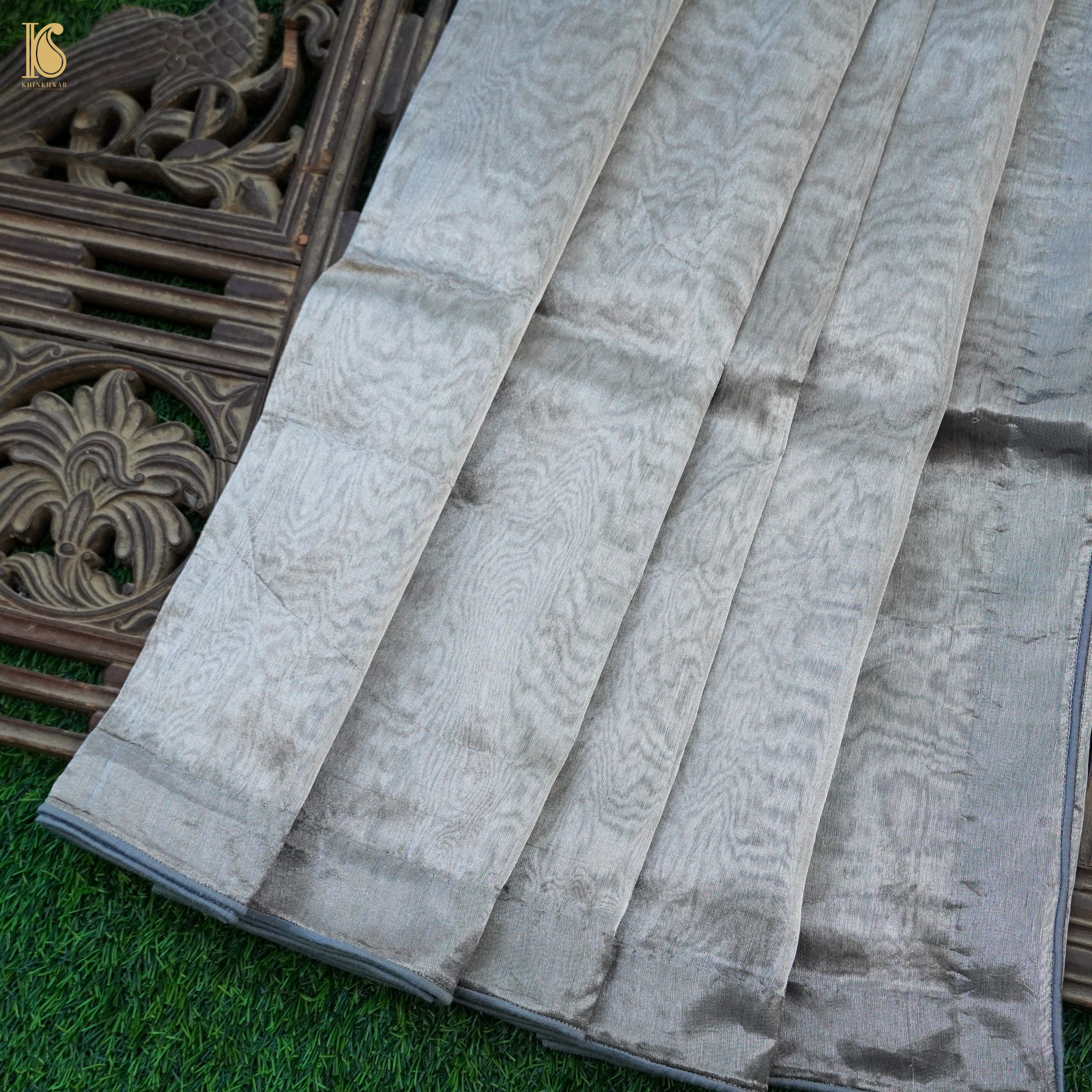 Santas Grey Pure Tissue Silk Handwoven Banarasi Saree - Khinkhwab