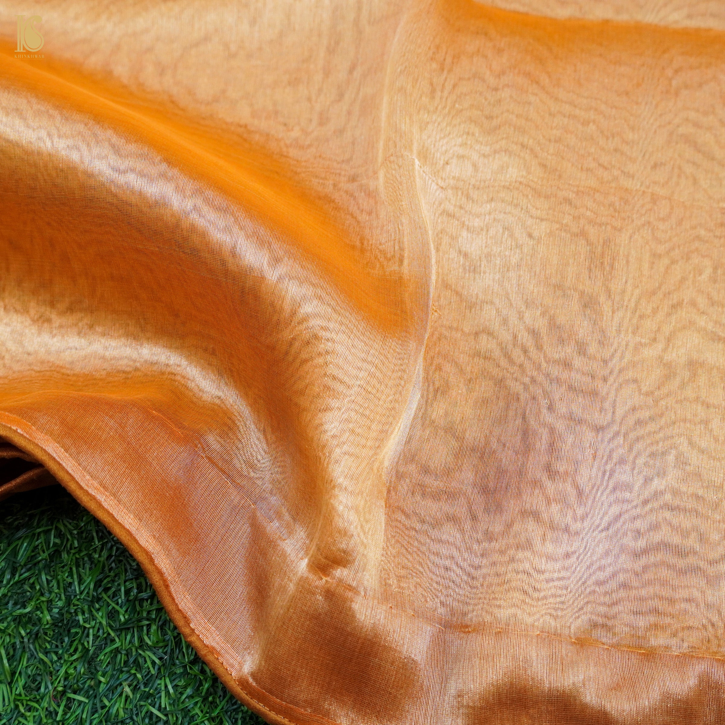 Tacao Orange Pure Tissue Silk Handwoven Banarasi Saree - Khinkhwab