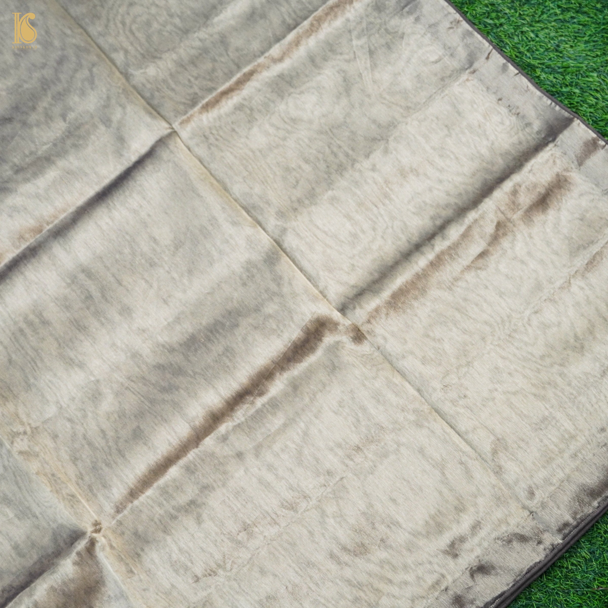 Cloud Grey Pure Tissue Silk Handwoven Banarasi Saree - Khinkhwab
