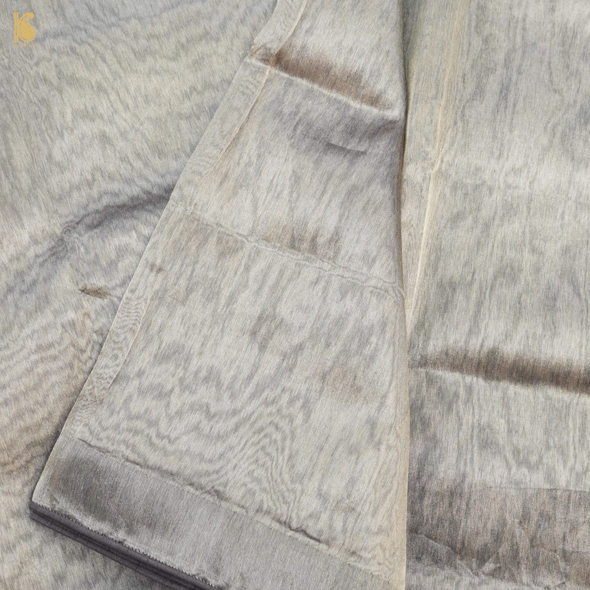 Cloud Grey Pure Tissue Silk Handwoven Banarasi Saree - Khinkhwab
