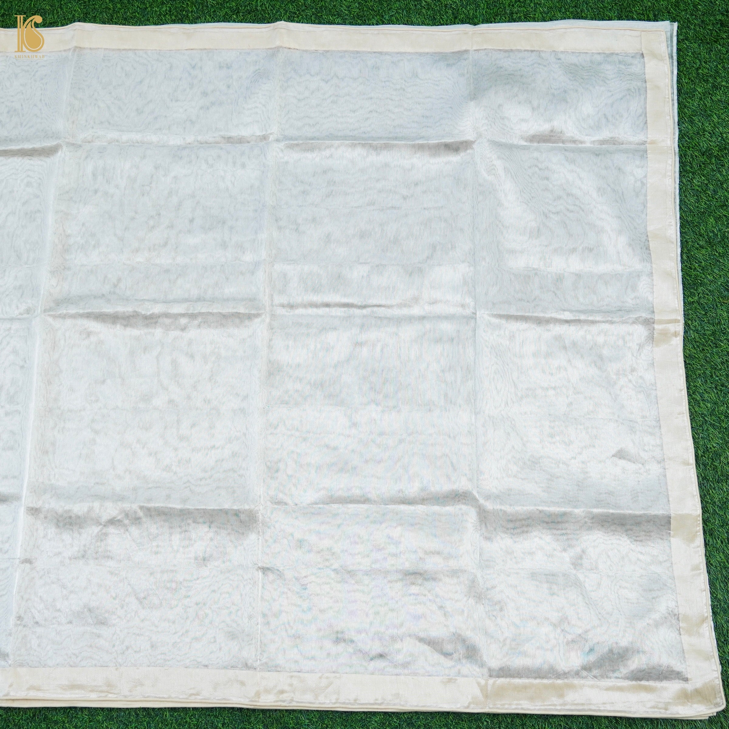 Silver Pure Tissue Silk Handwoven Banarasi Saree - Khinkhwab