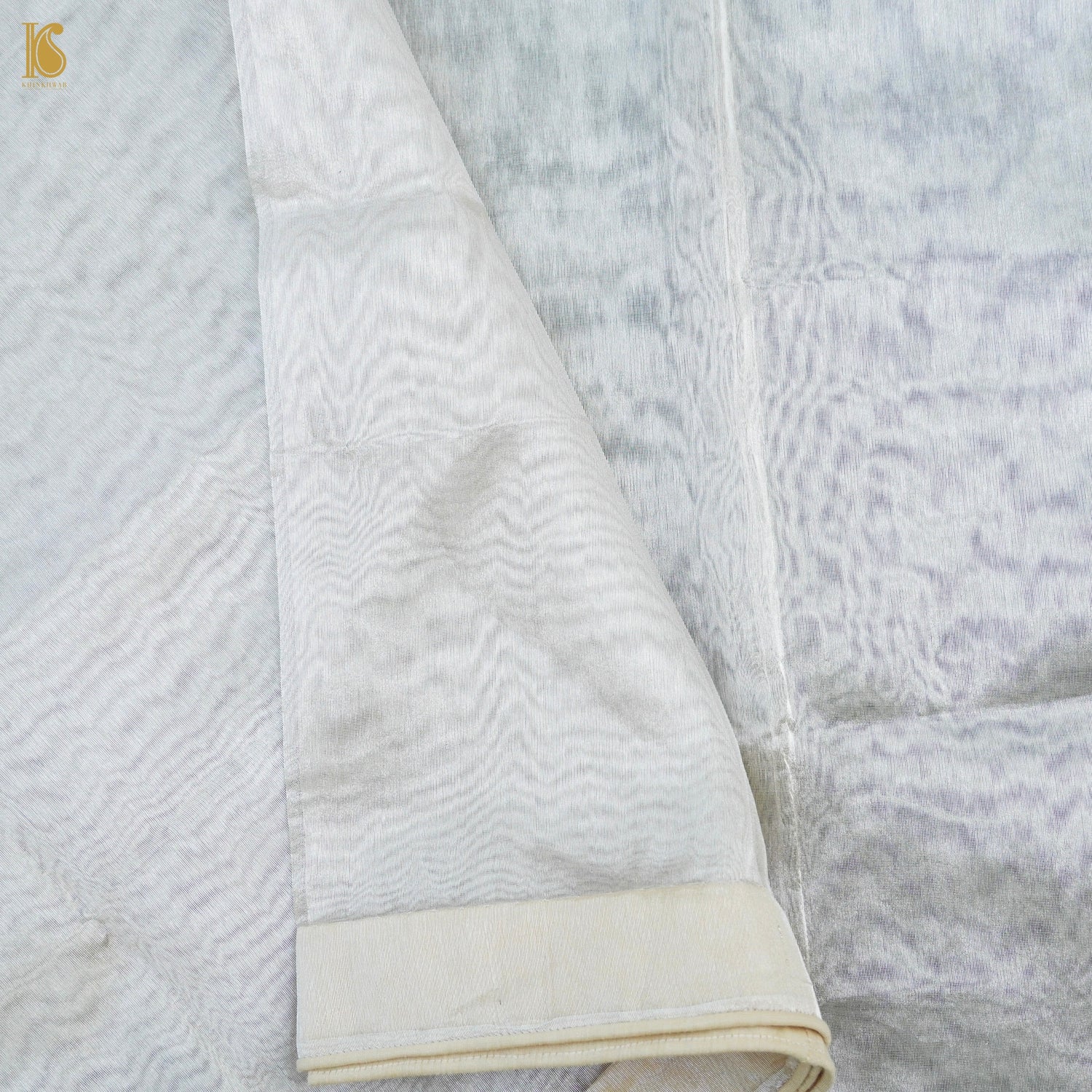 Silver Pure Tissue Silk Handwoven Banarasi Saree - Khinkhwab