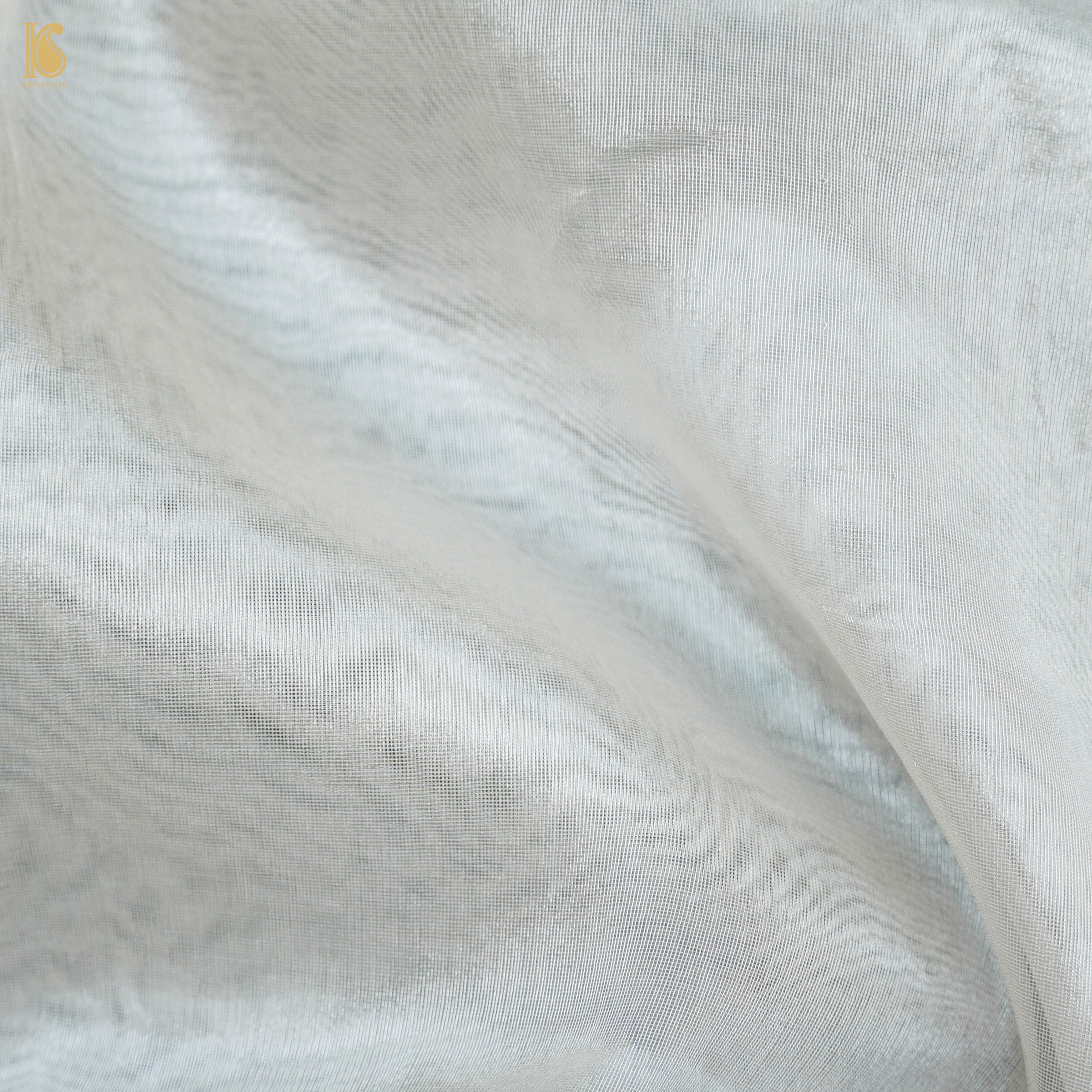Silver Pure Tissue Silk Handwoven Banarasi Saree - Khinkhwab