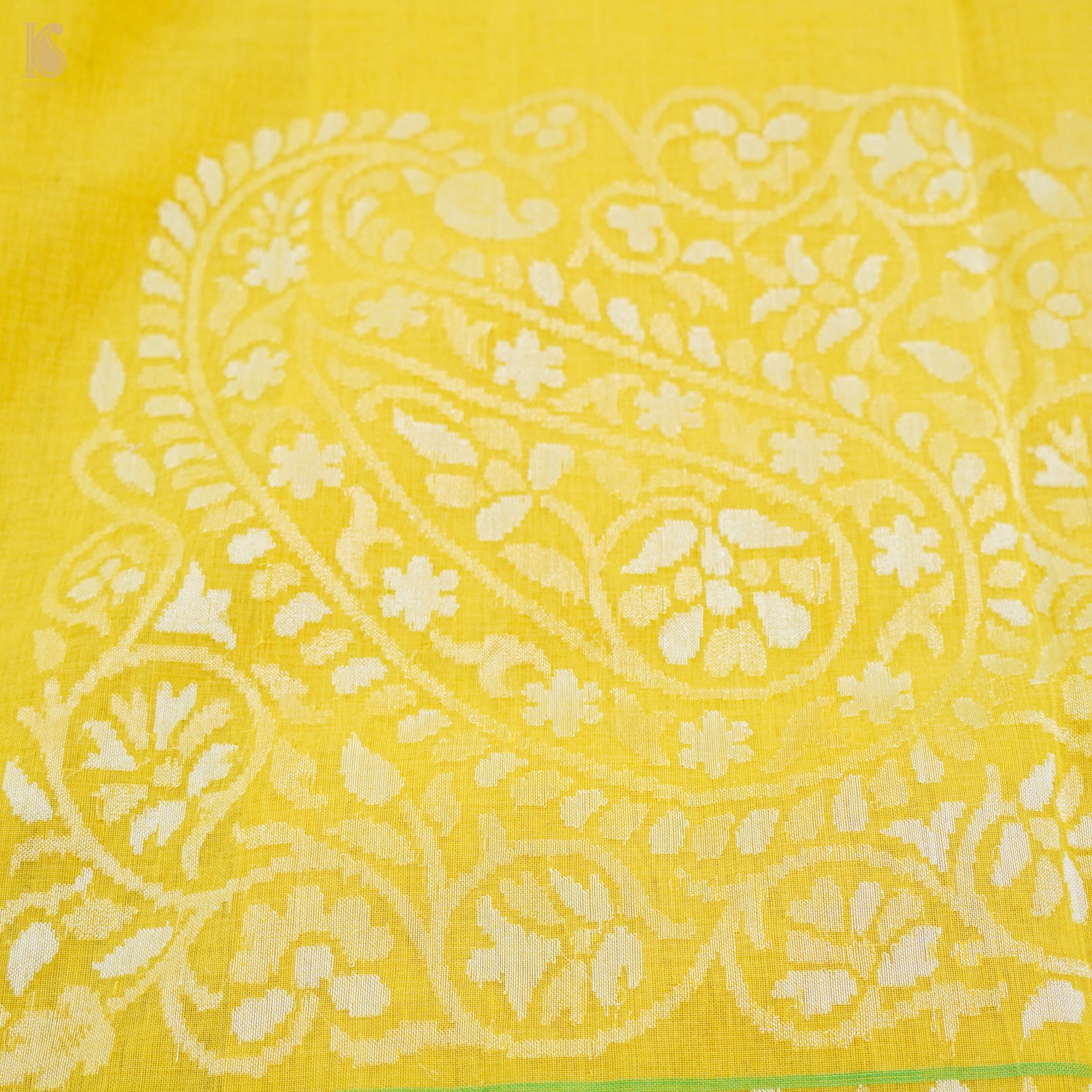 Pitambari Pure Cotton Real Silver Zari Handloom Banarasi Ektara Saree - Khinkhwab