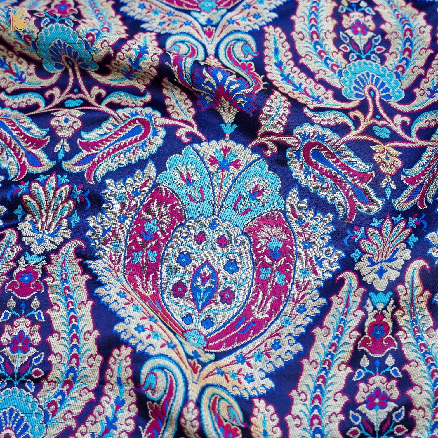 Resolution Blue Kinkhab / Kimkhab Brocade Banarasi Fabric - Khinkhwab