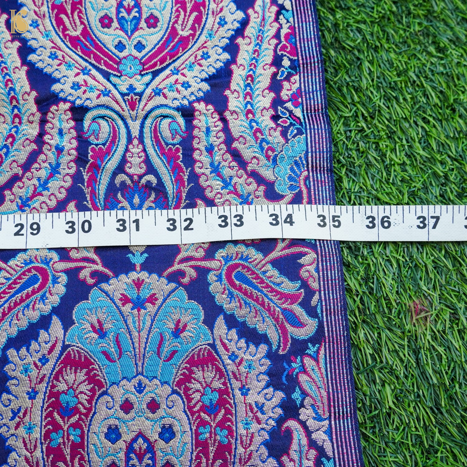 Resolution Blue Kinkhab / Kimkhab Brocade Banarasi Fabric - Khinkhwab