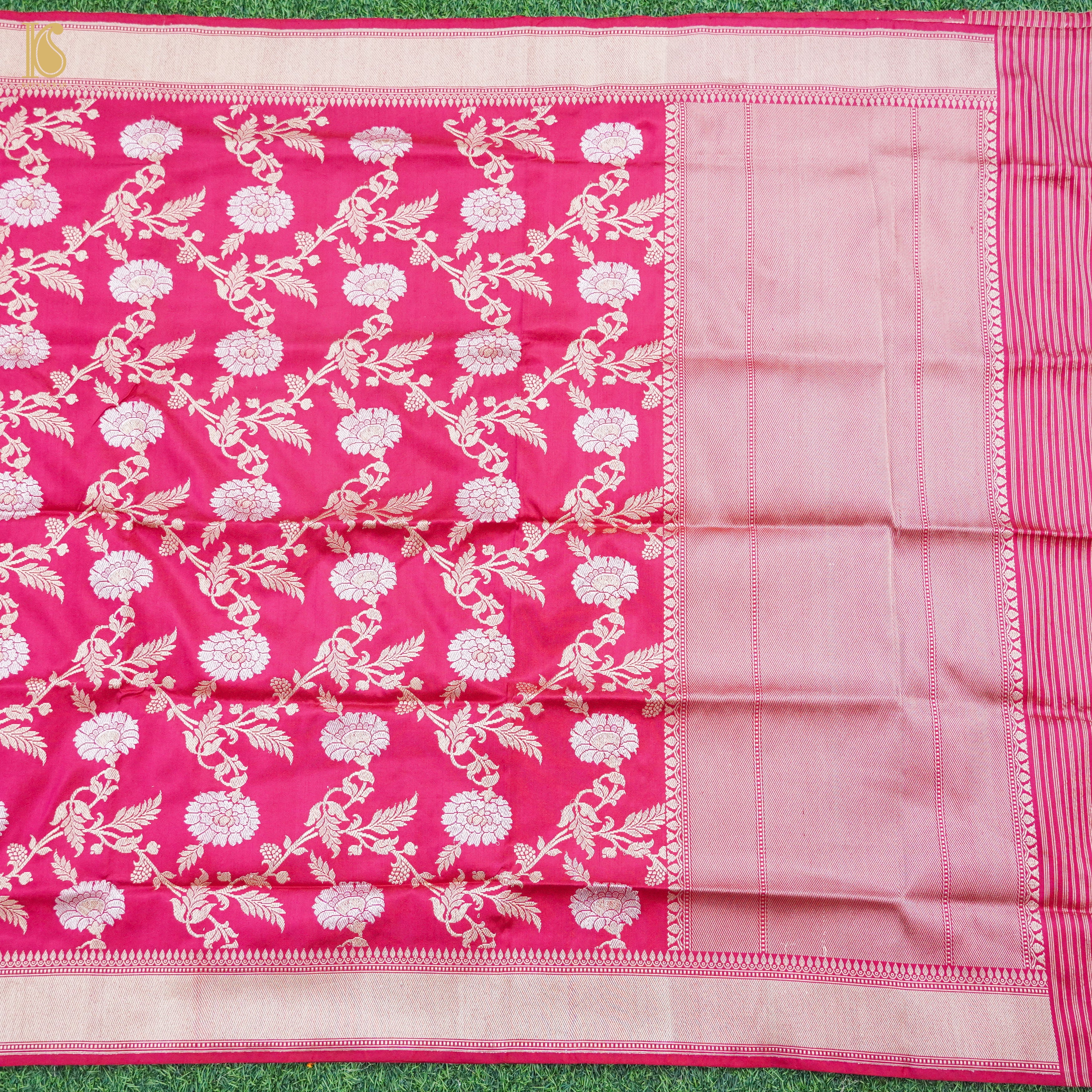 Pink Handwoven Pure Katan Silk Banarasi Kadwa Dupatta - Khinkhwab