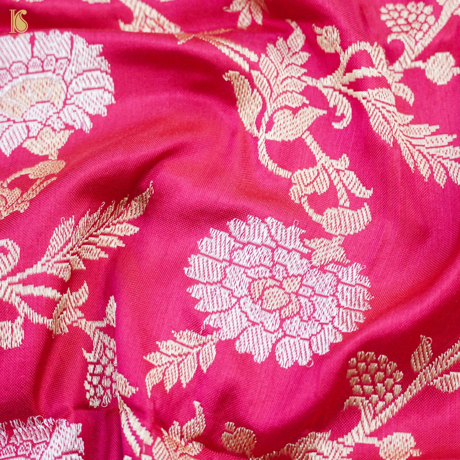 Pink Handwoven Pure Katan Silk Banarasi Kadwa Dupatta - Khinkhwab