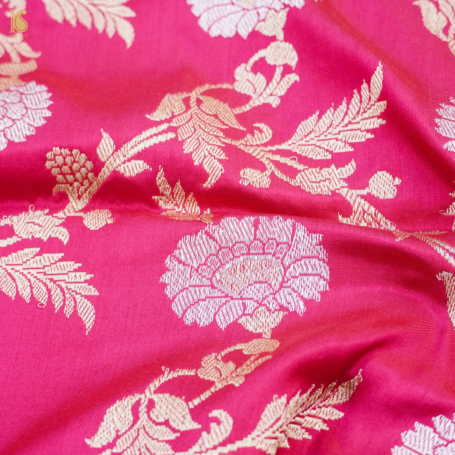Pink Handwoven Pure Katan Silk Banarasi Kadwa Dupatta - Khinkhwab