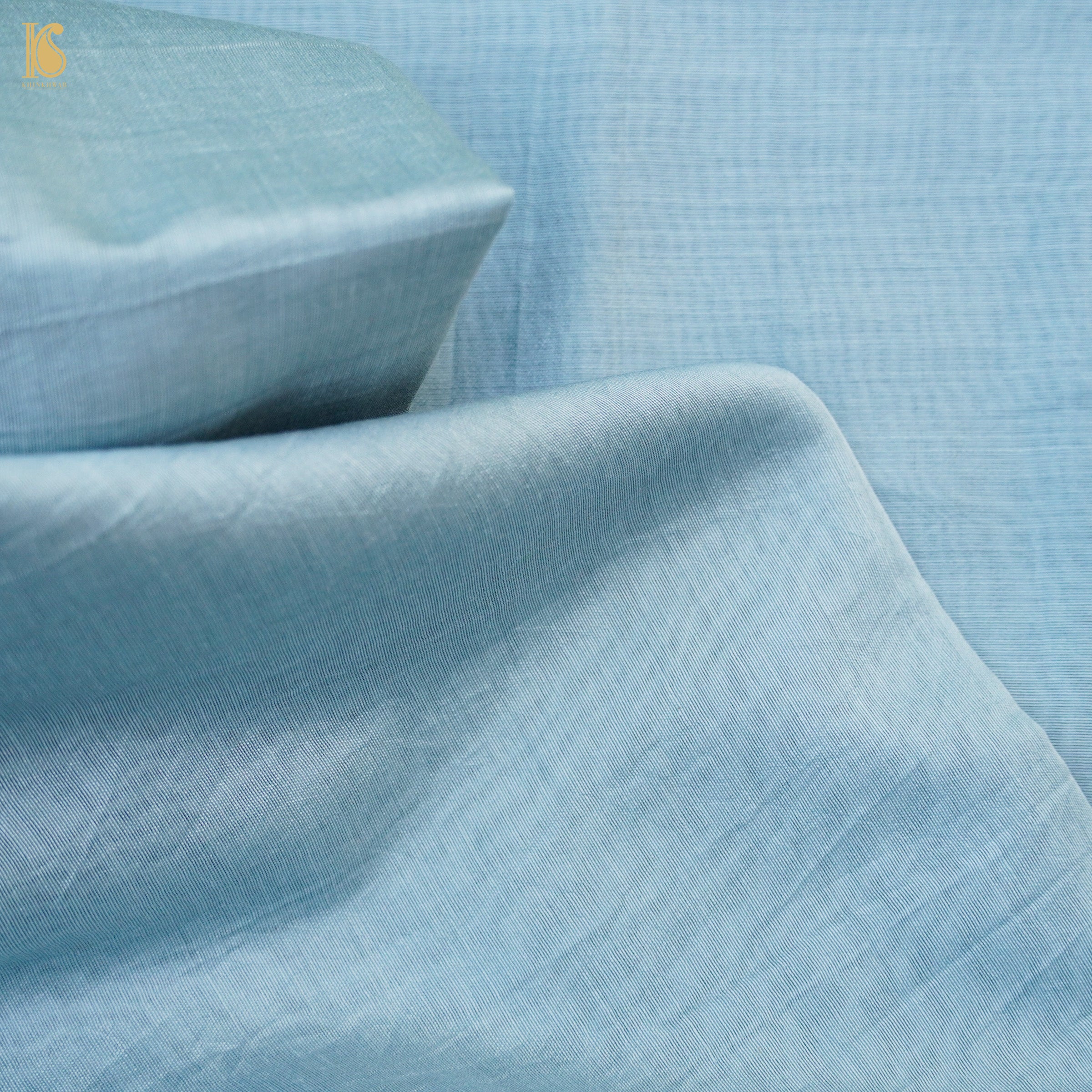 Heather Blue Cotton Silk Meenakari Banarasi Suit Set - Khinkhwab