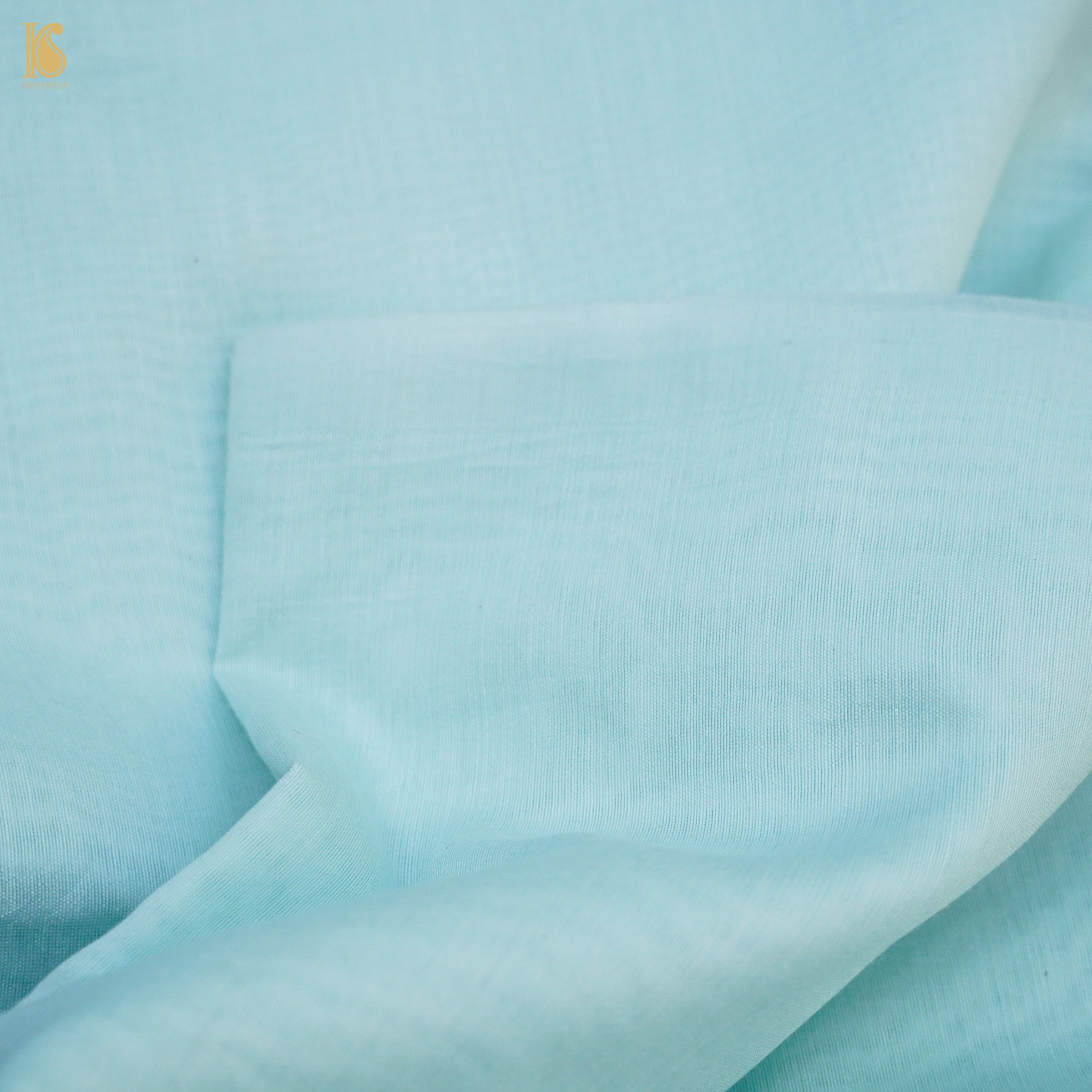 French Pass Blue Cotton Silk Meenakari Banarasi Suit Set - Khinkhwab