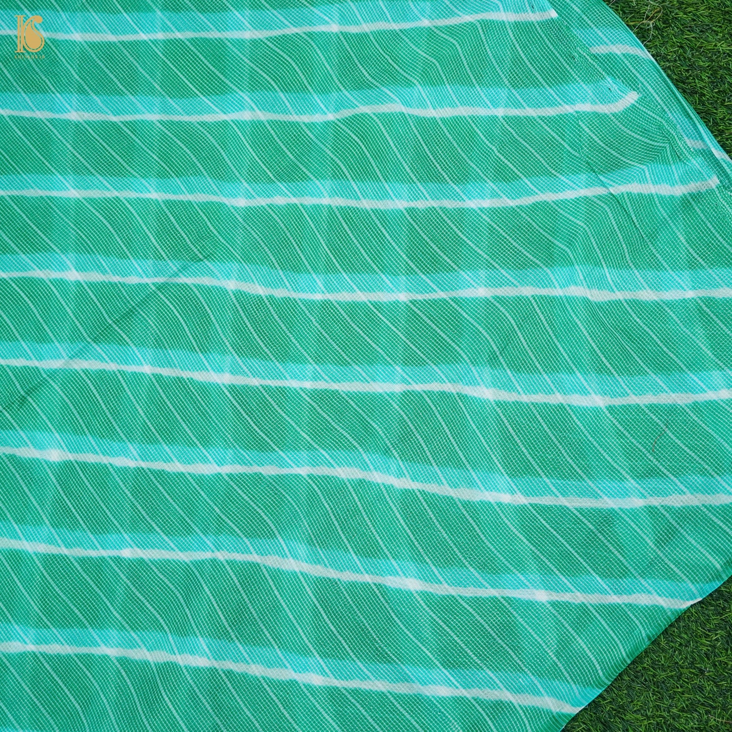 Shamrock Green Handloom Kota Silk Leheriya Sari - Khinkhwab