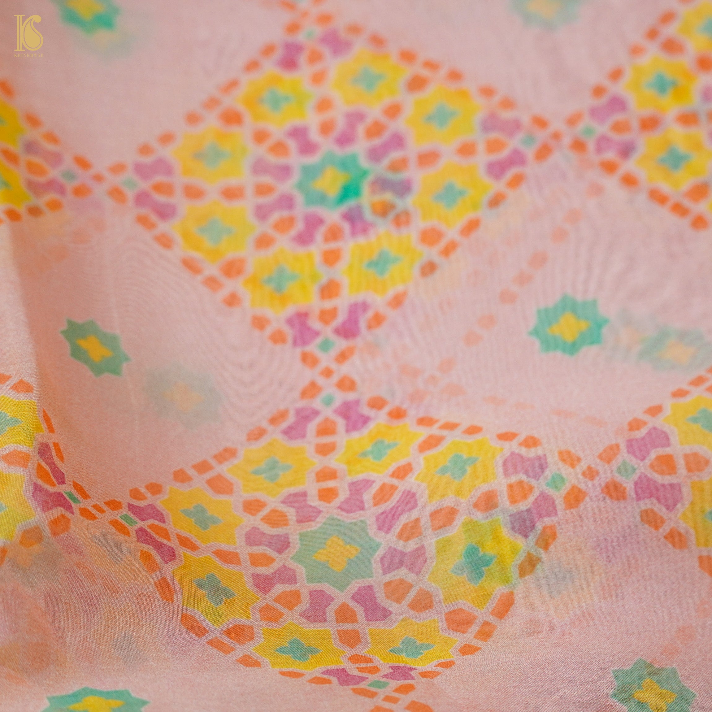 NILUFER - Oyster Pink Pure Organza Print Saree - Khinkhwab