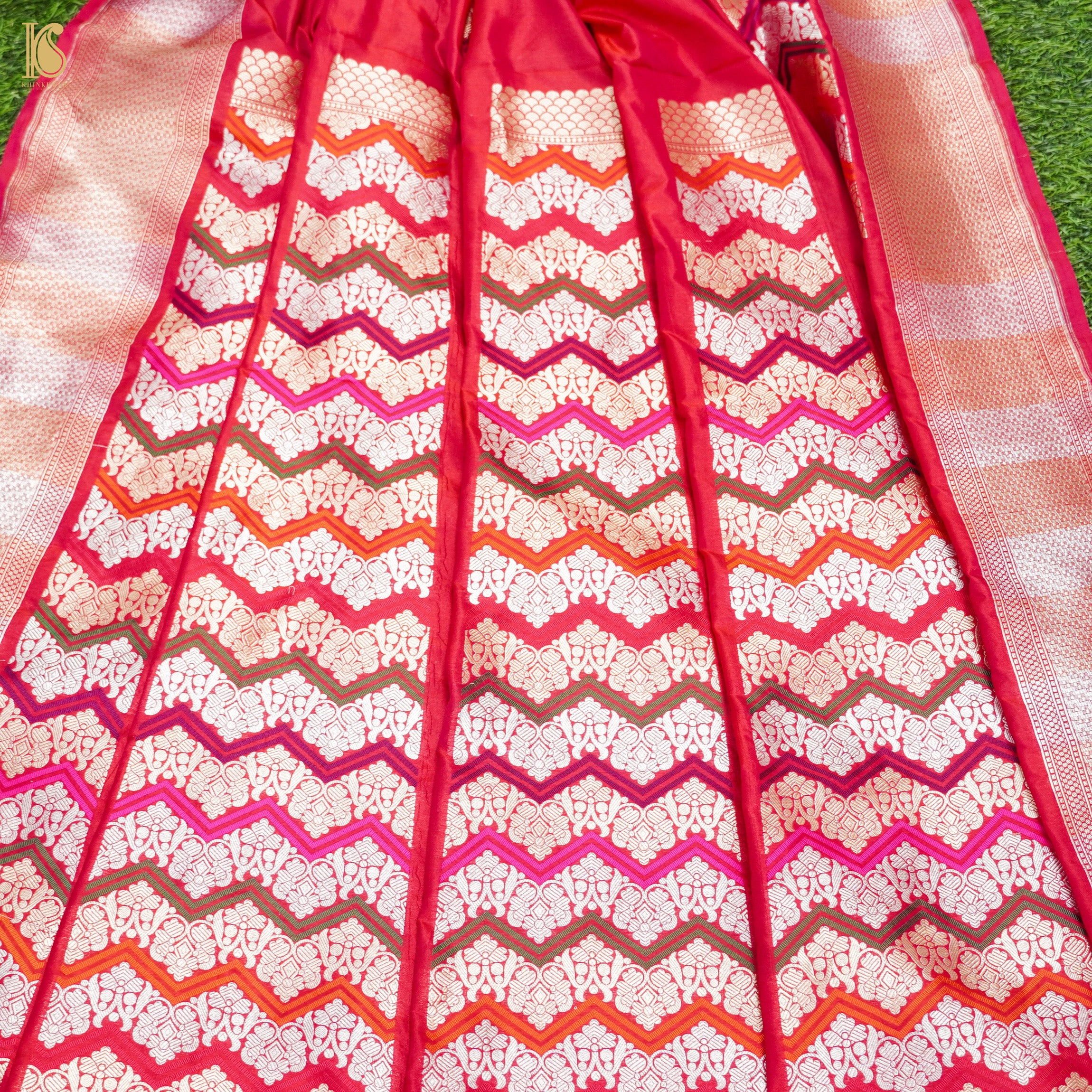 Pure Katan Silk Handloom Banarasi Kalidar Rangkat Lehenga - Khinkhwab