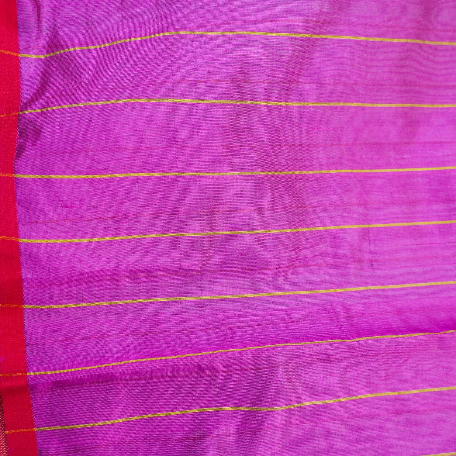 Handwoven Confetti Yellow & Red Pure Chanderi Silk Stripes Saree - Khinkhwab