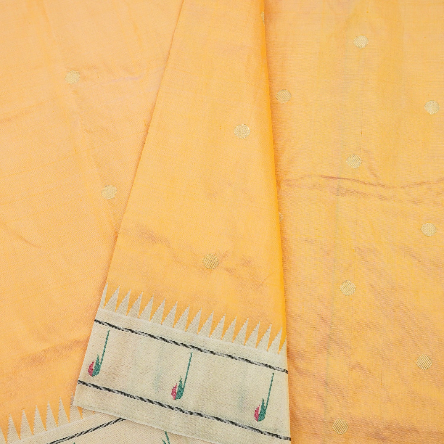 Cherokee Yellow Silk Handwoven Paithani Saree with Muniya Border - Khinkhwab