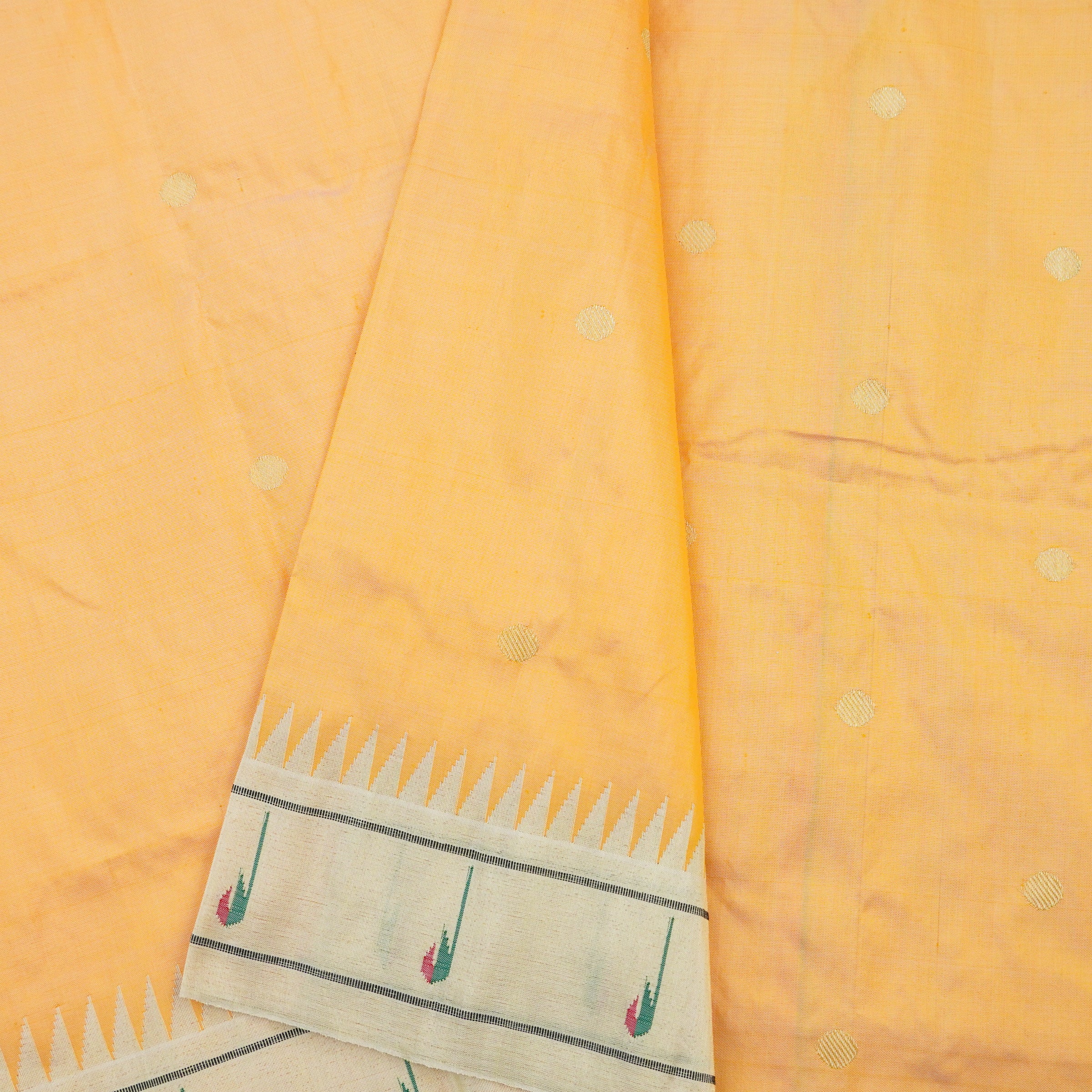 Cherokee Yellow Silk Handwoven Paithani Saree with Muniya Border - Khinkhwab