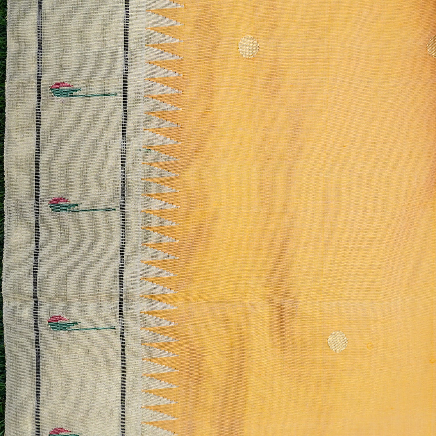 Cherokee Yellow Silk Handwoven Paithani Saree with Muniya Border - Khinkhwab