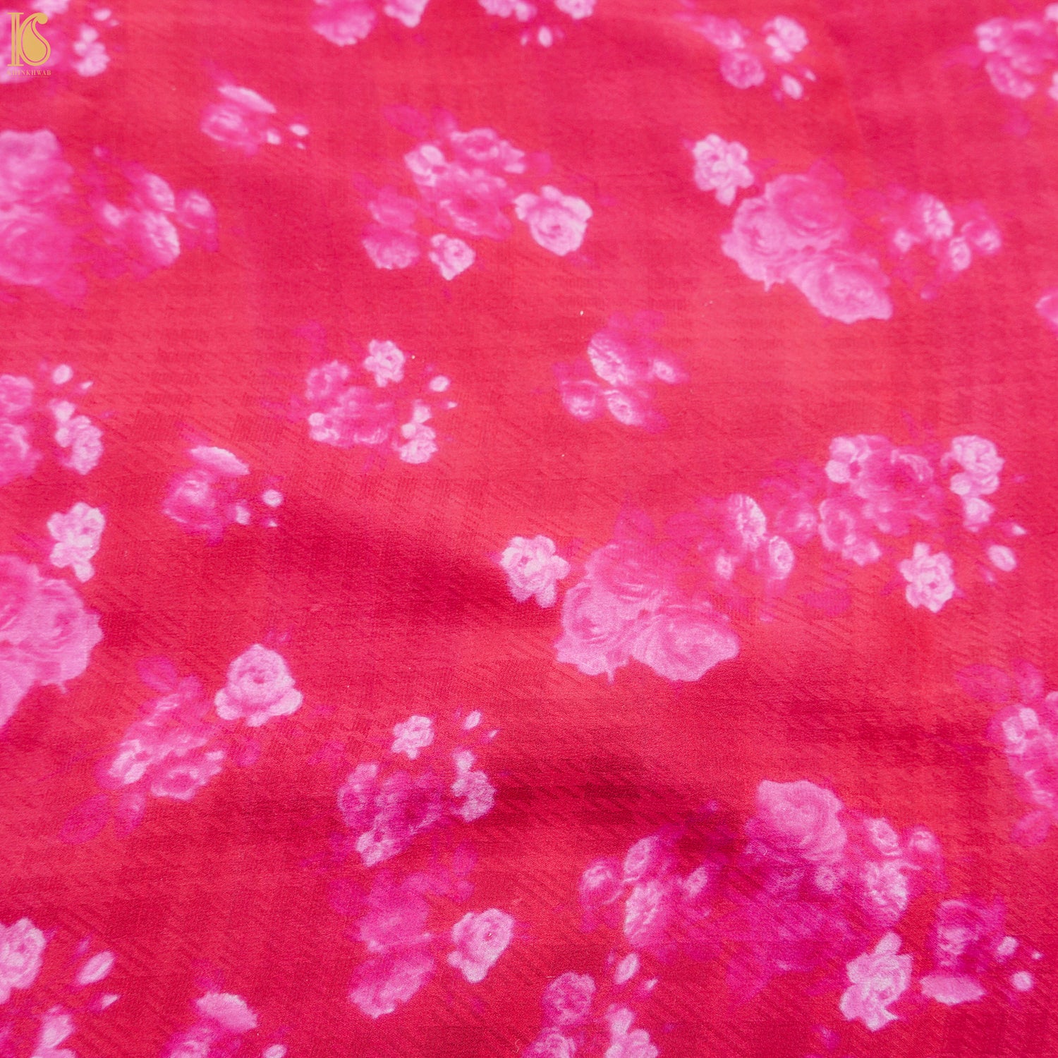 Mehroon Pure Organza Silk Floral Print Banarasi Border Saree - Khinkhwab