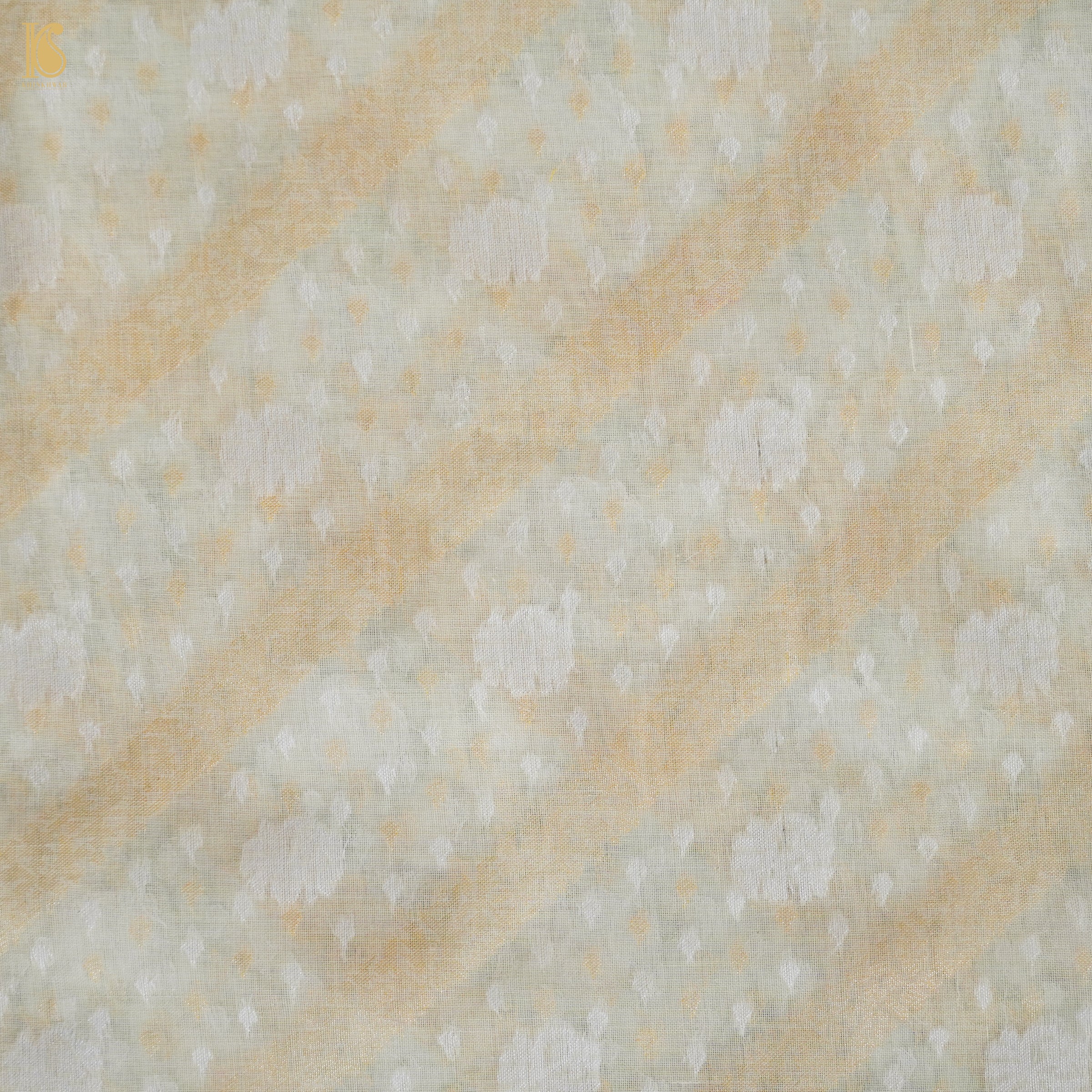Stark White Pure Cotton Handloom Banarasi Jamdani Ektara Saree - Khinkhwab