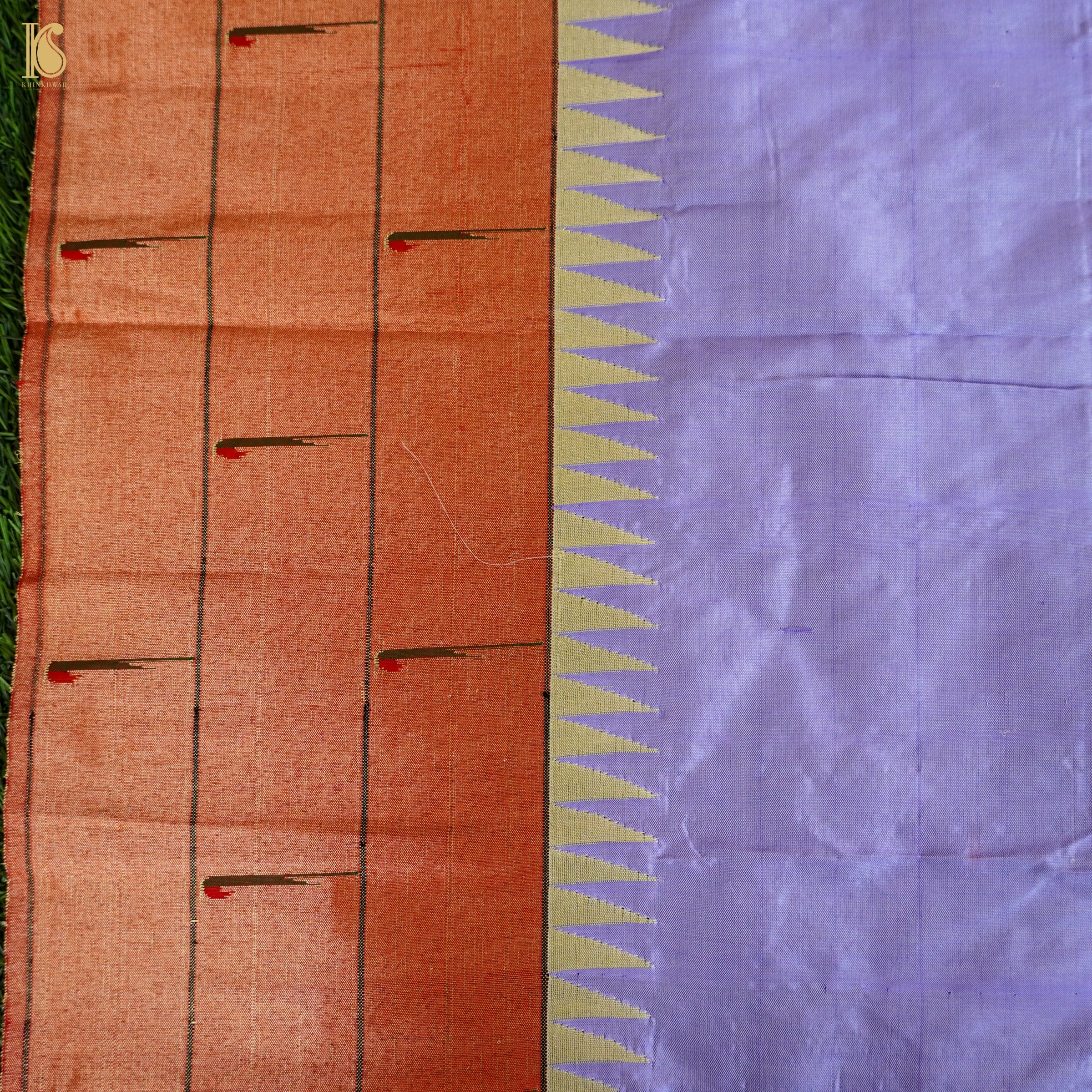 Melrose Purple Pure Silk Handwoven Paithani Saree with Triple Muniya Border - Khinkhwab