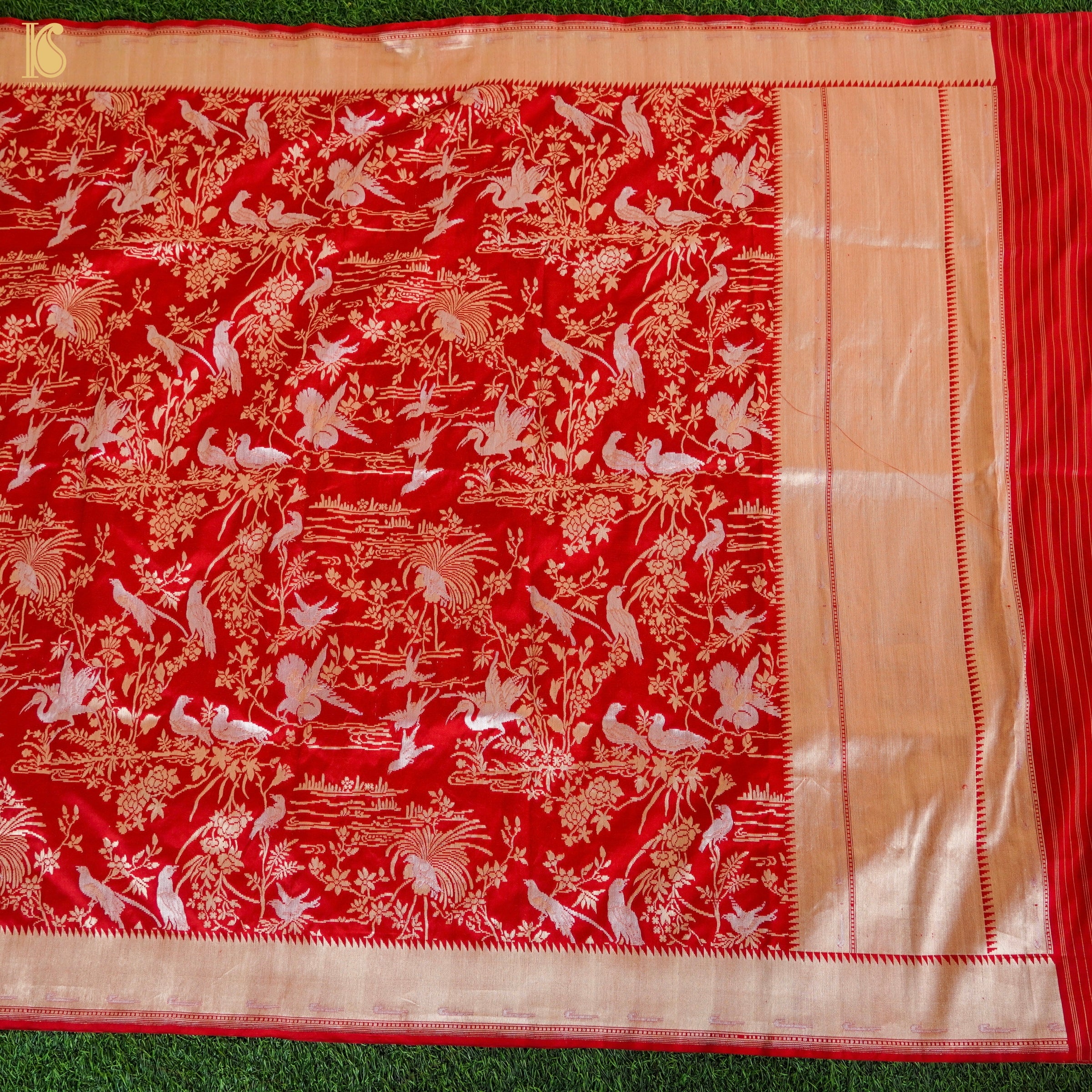 Venetian Red Pure Katan Silk Handwoven Banarasi Shikargah Dupatta - Khinkhwab