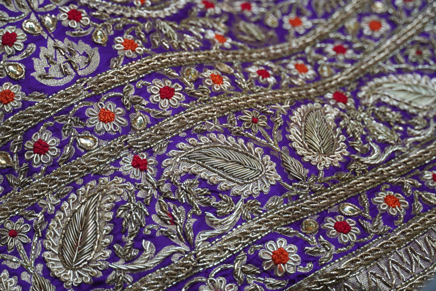 Purple Katan Silk Handloom Banarasi Embroidered Stitched Lehenga Set - Khinkhwab