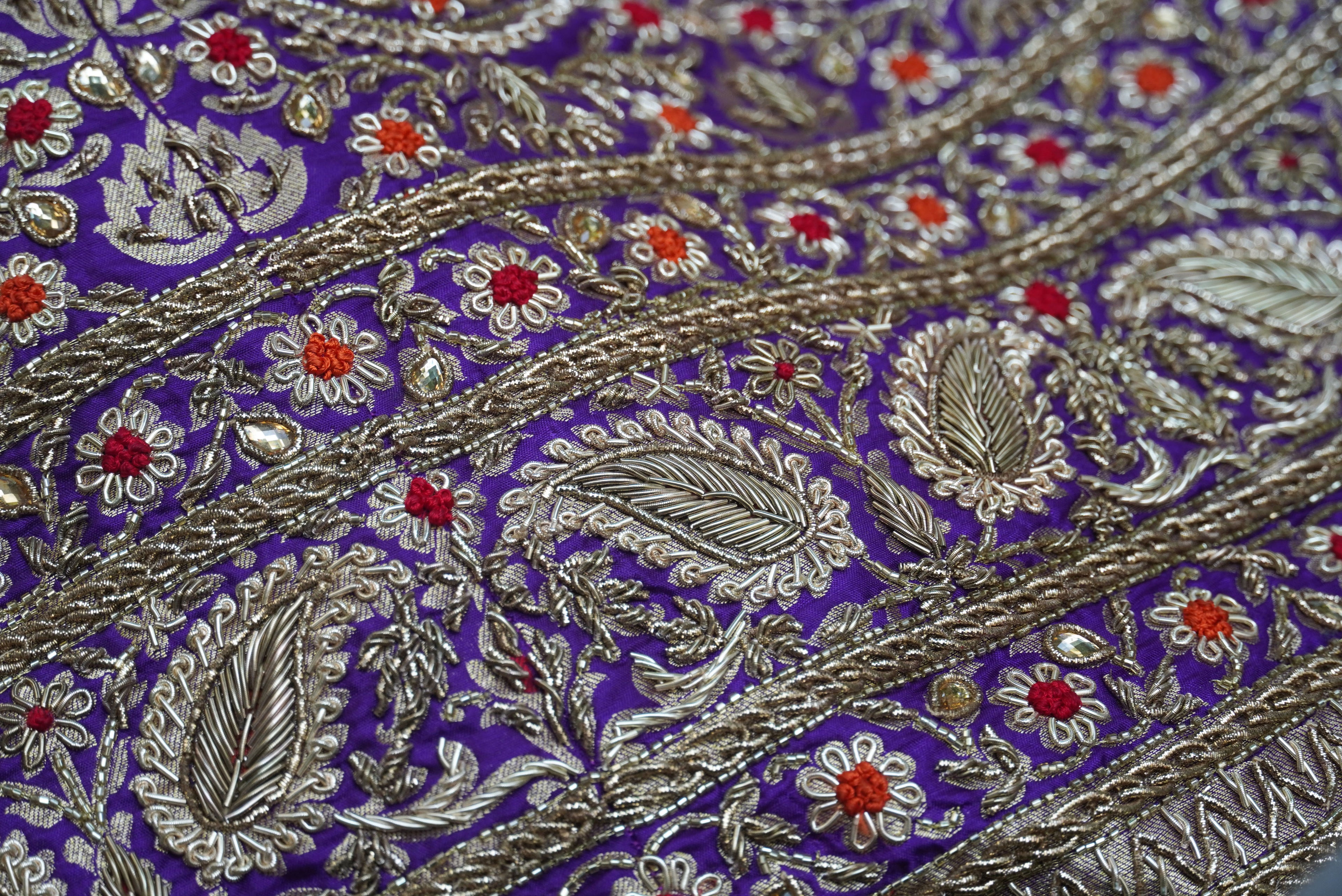 Purple Katan Silk Handloom Banarasi Embroidered Stitched Lehenga Set - Khinkhwab