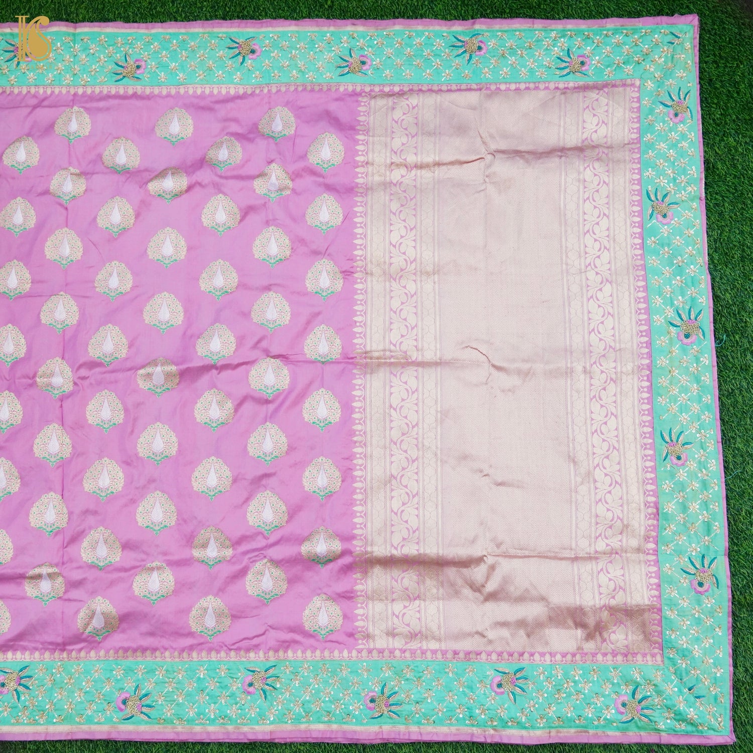 Orchid Pink Handwoven Banarasi Silk Mor Boota Embroidery Border Kadwa Saree - Khinkhwab
