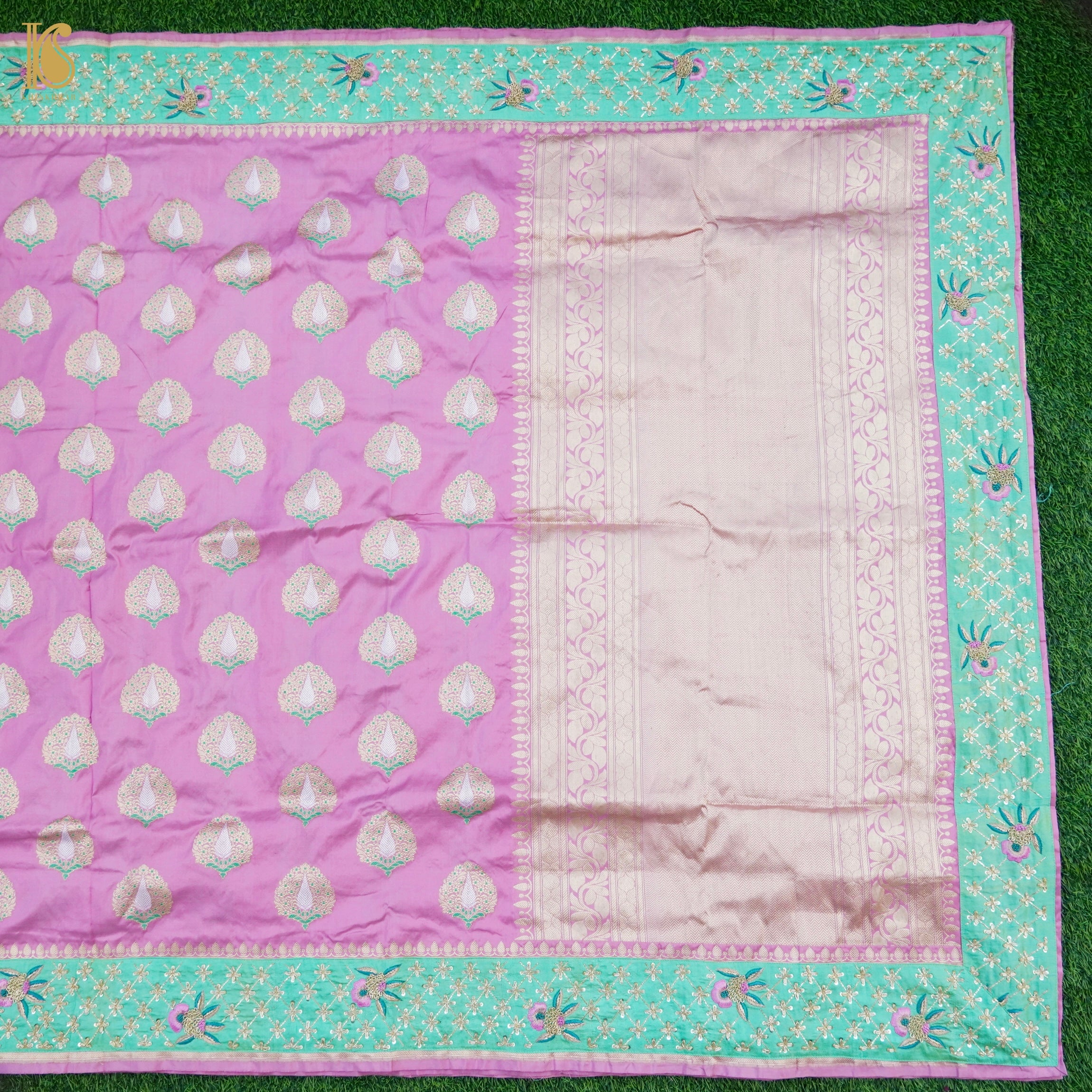 Orchid Pink Handwoven Banarasi Silk Mor Boota Embroidery Border Kadwa Saree - Khinkhwab