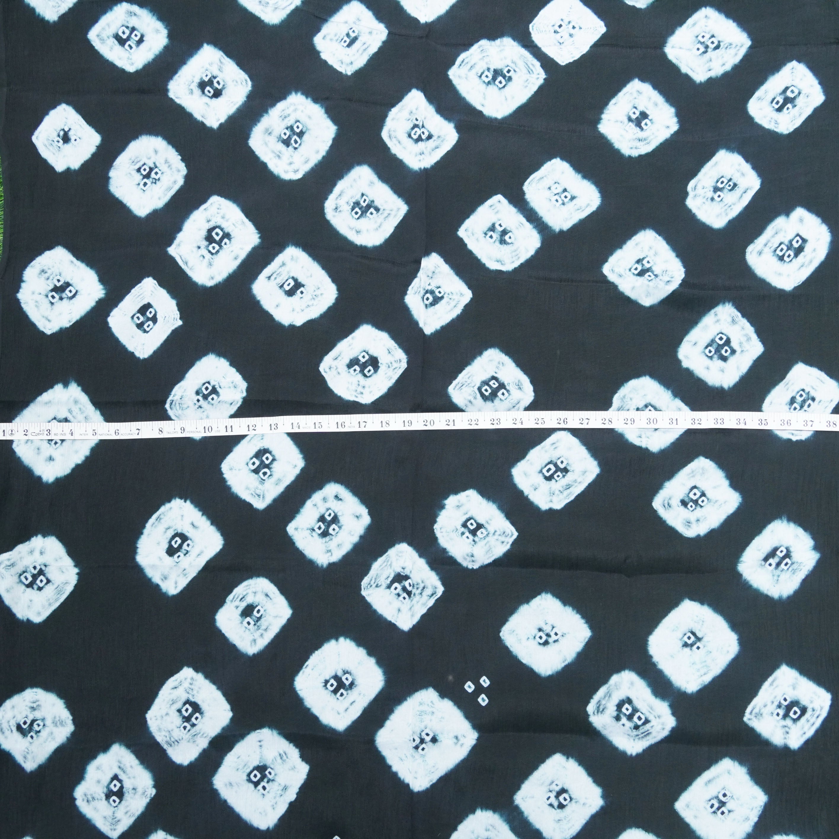 Black Pure Silk Chinon Shibori Fabric - Khinkhwab