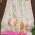 White & Pink Georgette Shikargah Banarasi Hand Brush Dupatta - Khinkhwab