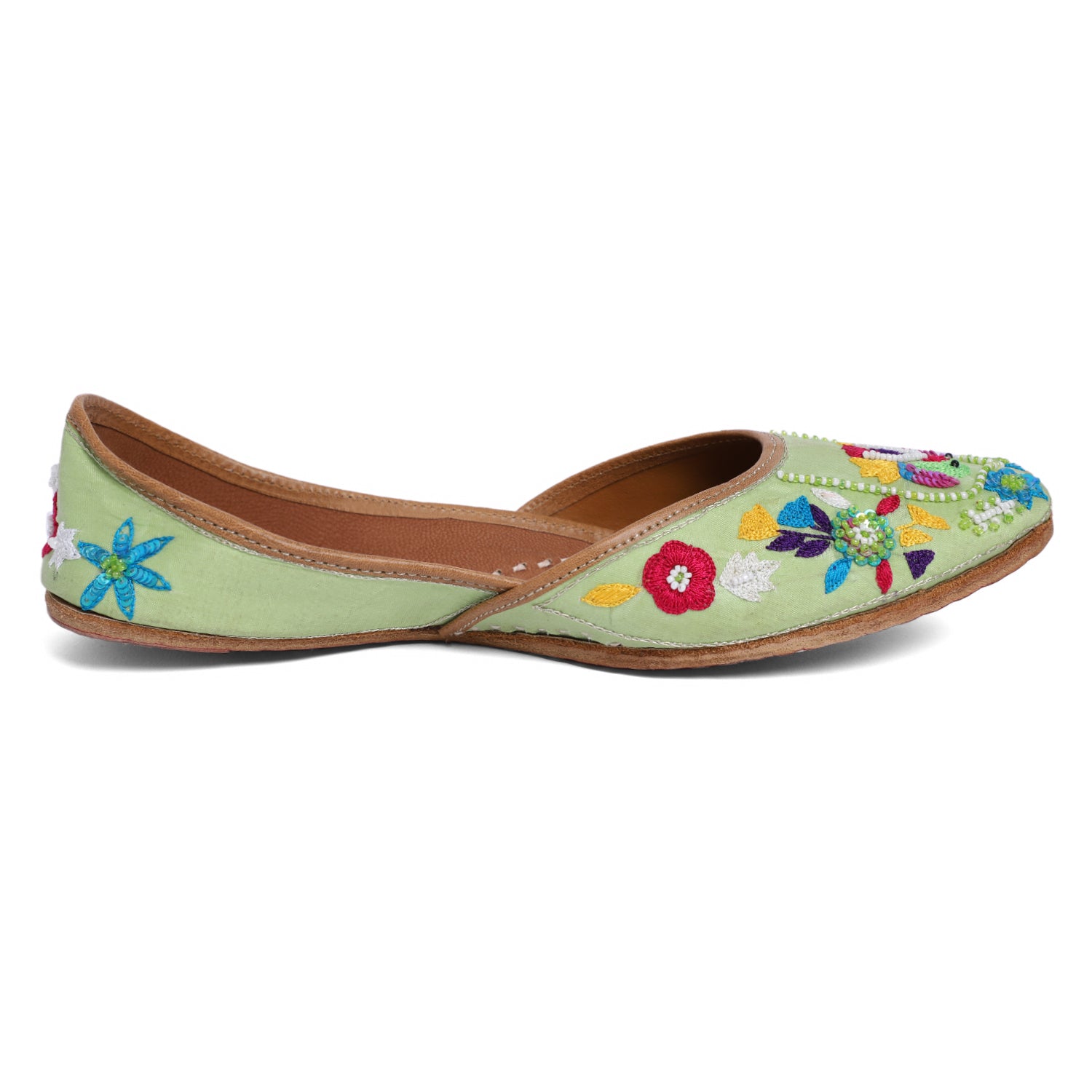 Handcrafted Green Punjabi Jutti with Embroidery - Khinkhwab