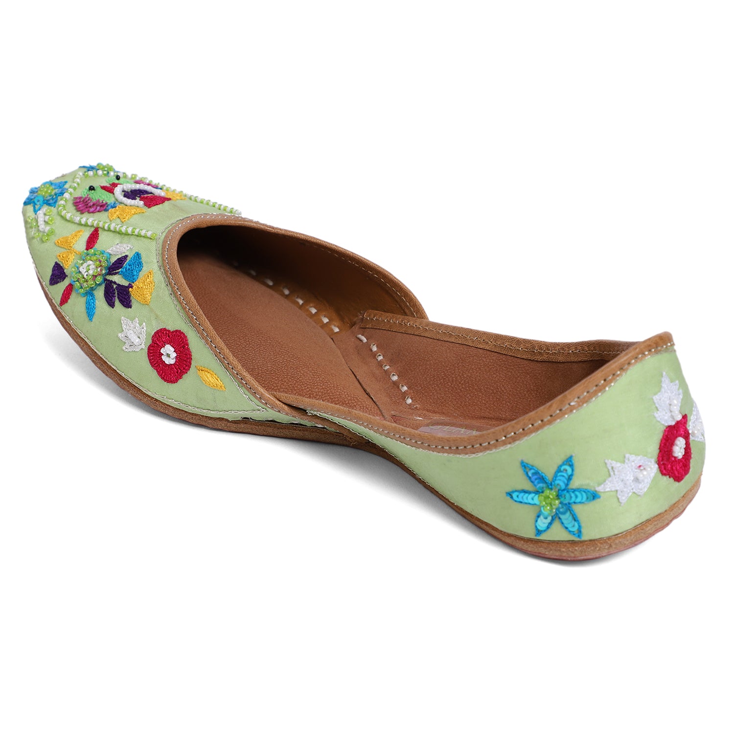 Handcrafted Green Punjabi Jutti with Embroidery - Khinkhwab