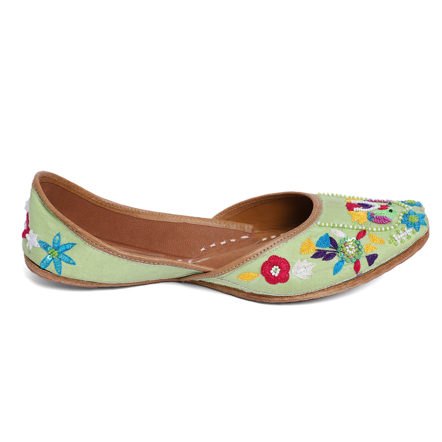 Handcrafted Green Punjabi Jutti with Embroidery - Khinkhwab
