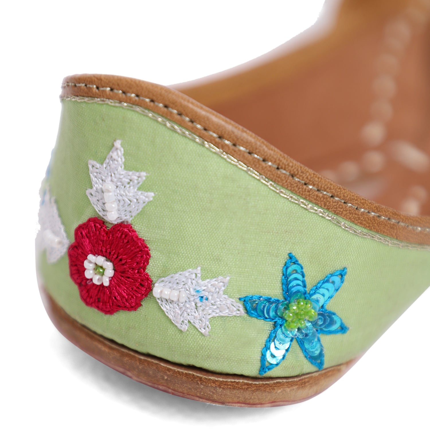 Handcrafted Green Punjabi Jutti with Embroidery - Khinkhwab