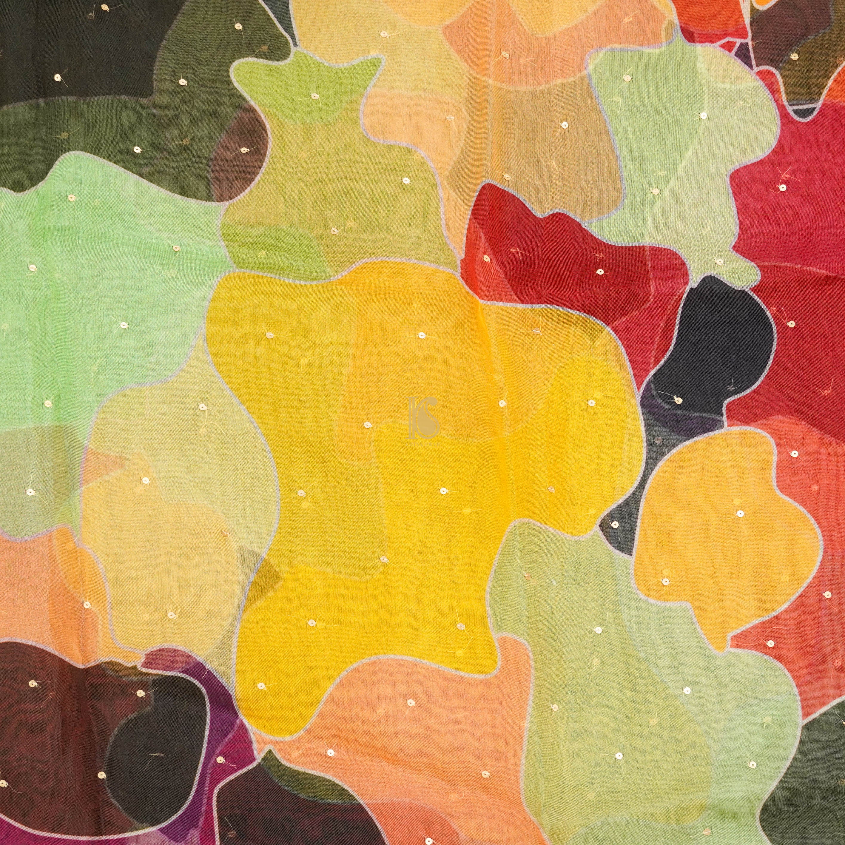 Organza Multicolor Printed Dupatta with Embroidery - Khinkhwab