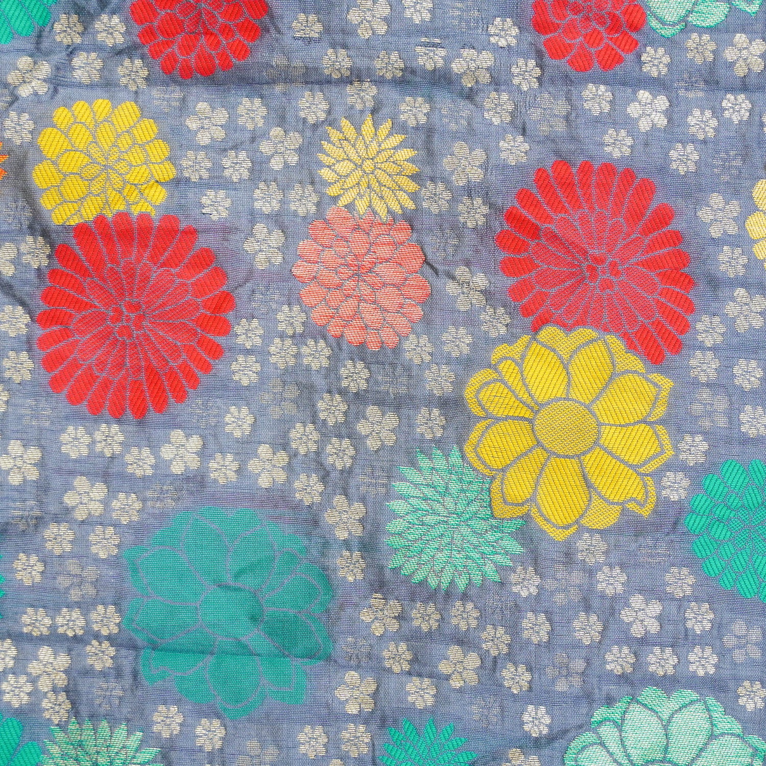 Grey Banarasi Semi Silk Fabric - Khinkhwab
