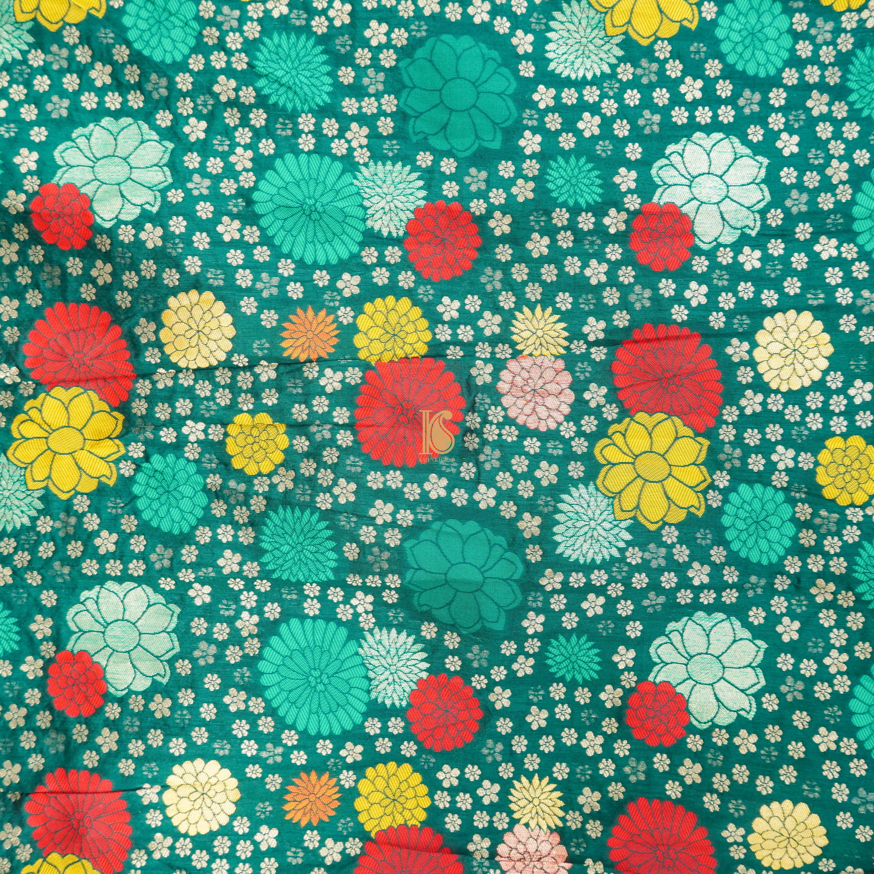 Green Banarasi Semi Silk Fabric - Khinkhwab