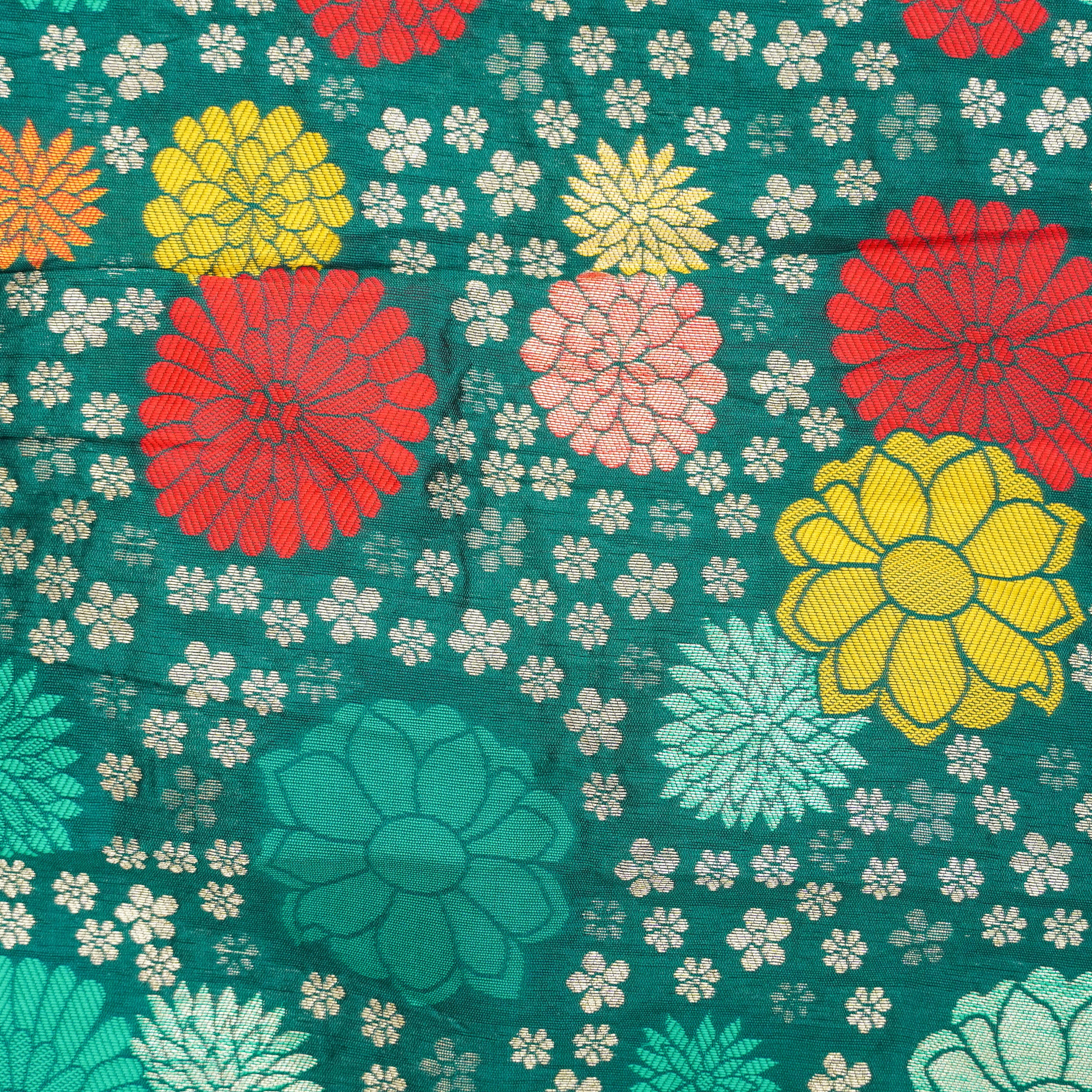 Green Banarasi Semi Silk Fabric - Khinkhwab