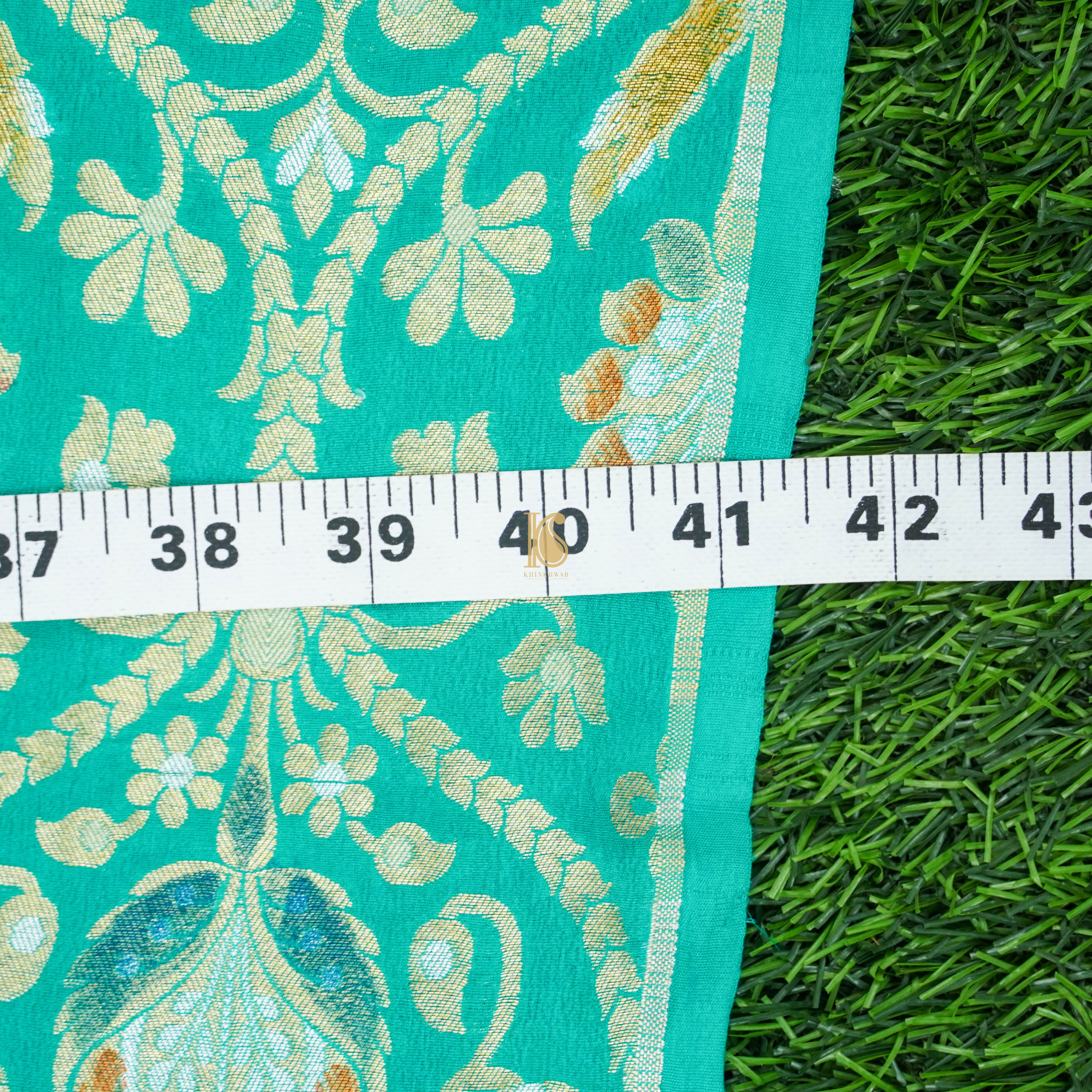 Green Pure Georgette Handloom Banarasi Fabric - Khinkhwab