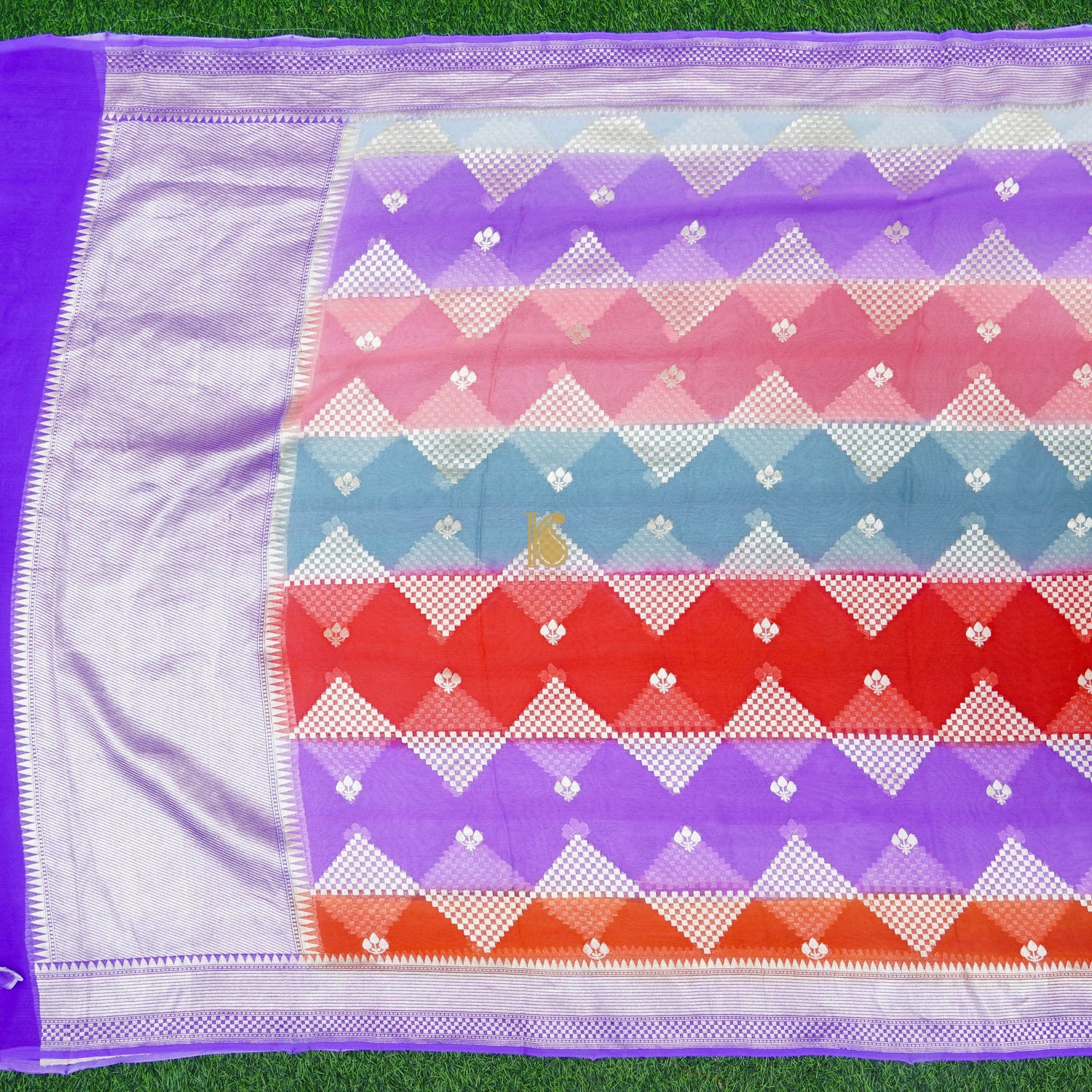 Purple Pure Georgette Banarasi Dupatta - Khinkhwab
