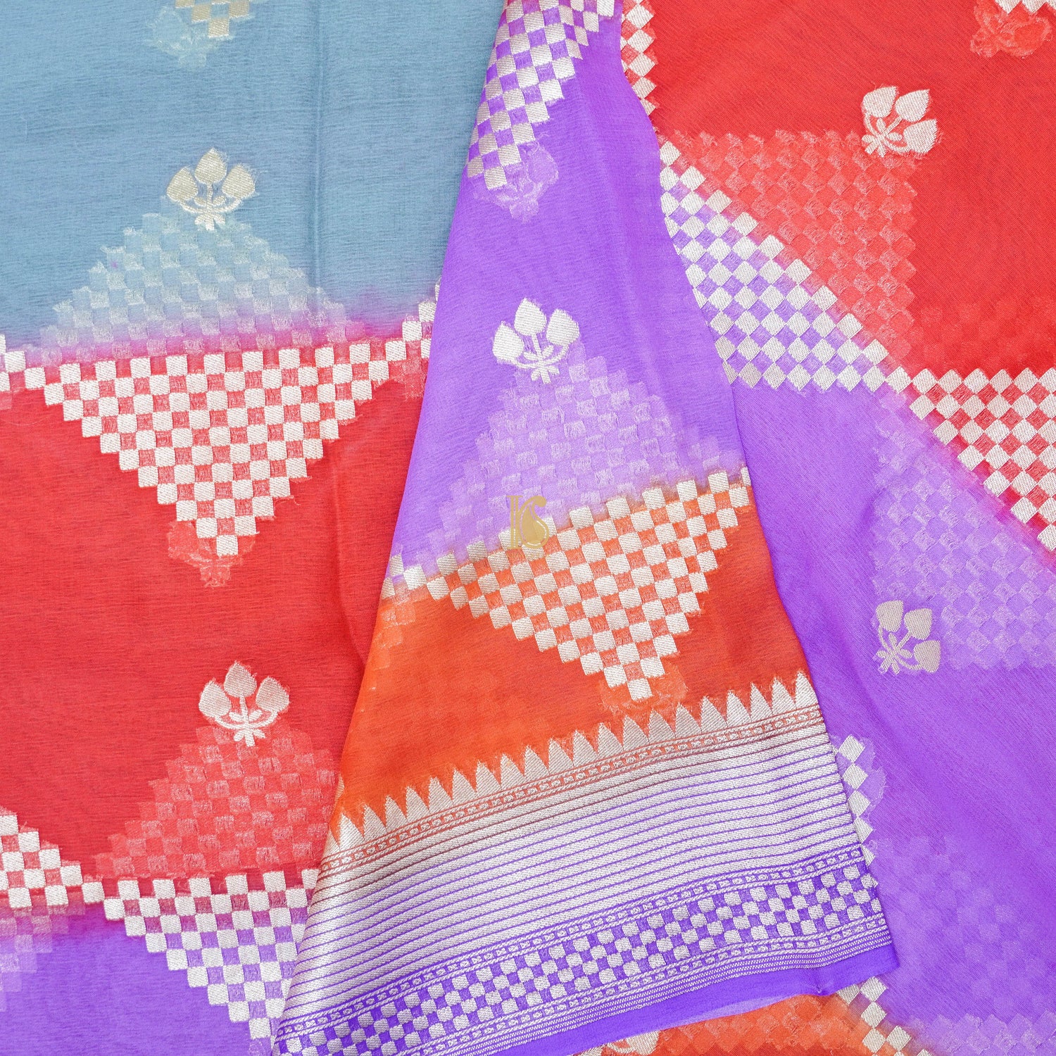 Purple Pure Georgette Banarasi Dupatta - Khinkhwab