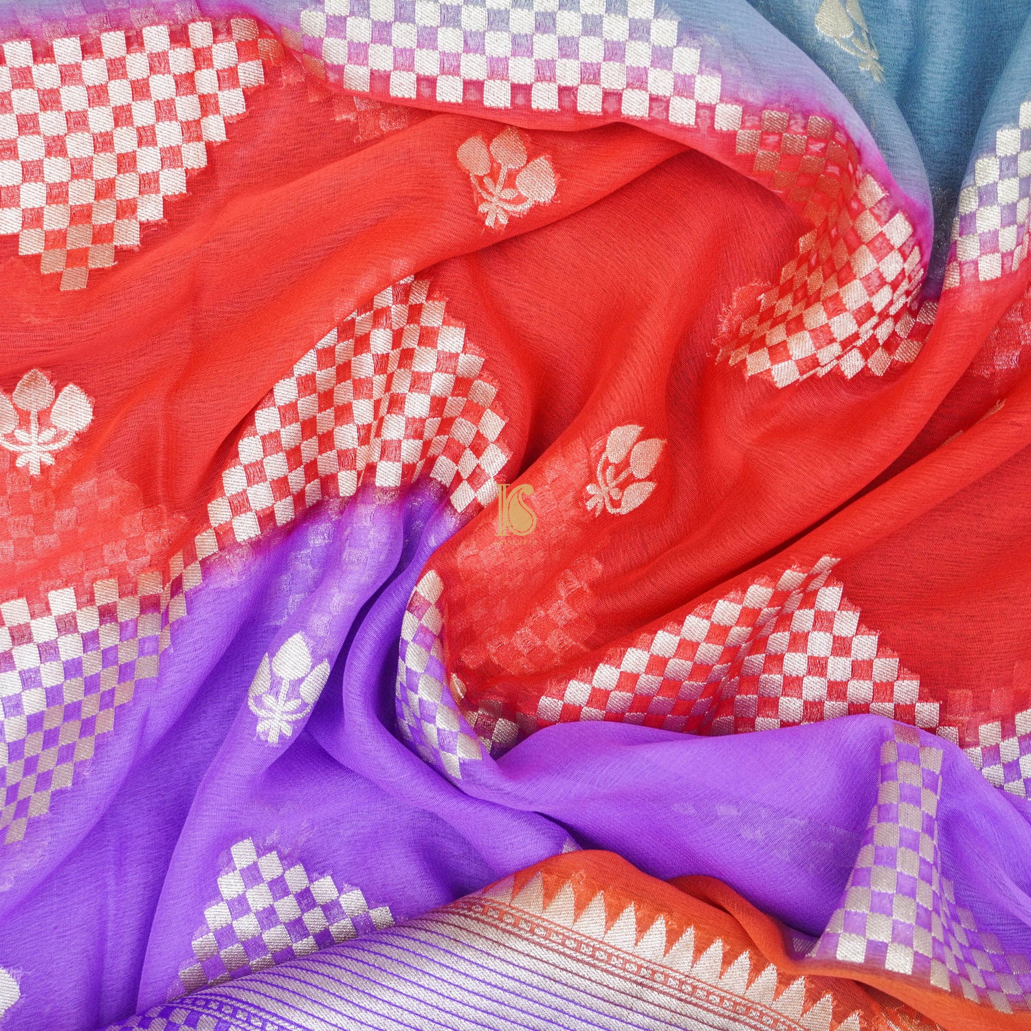 Purple Pure Georgette Banarasi Dupatta - Khinkhwab