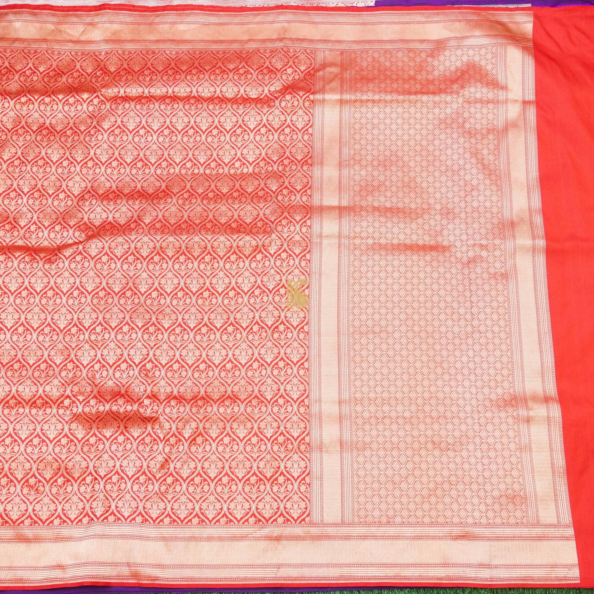 Alizarin Red Pure Katan Silk Handloom Banarasi Zari Tanchoi Saree - Khinkhwab
