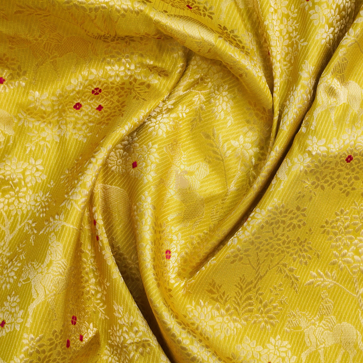 Handloom Banarasi Katan Silk Yellow Shikargah Saree - Khinkhwab