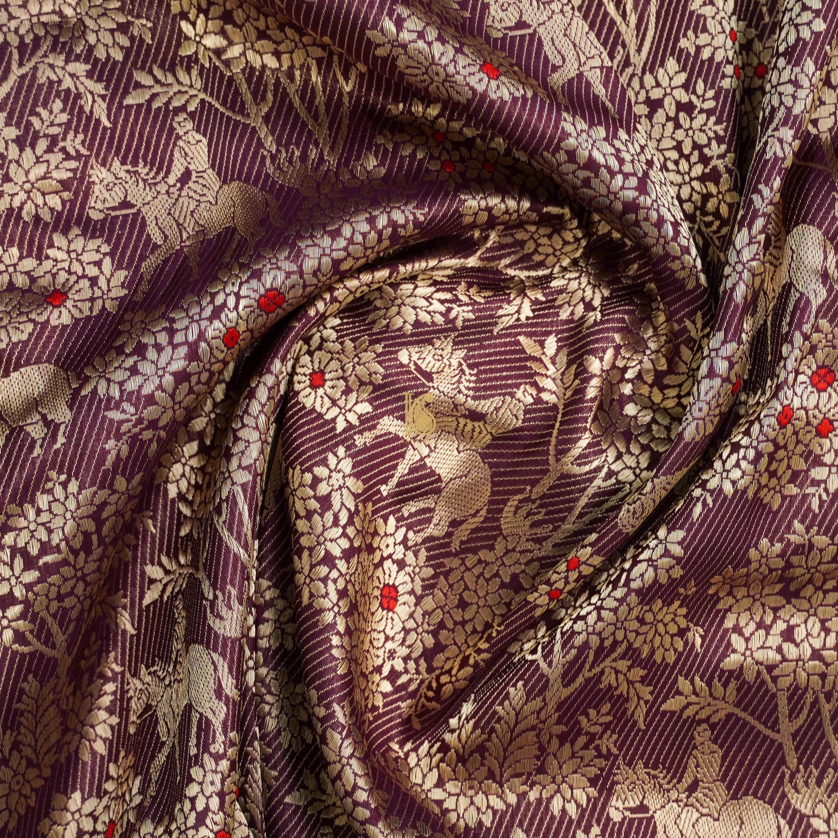 Handloom Banarasi Katan Silk Purple Shikargah Saree - Khinkhwab