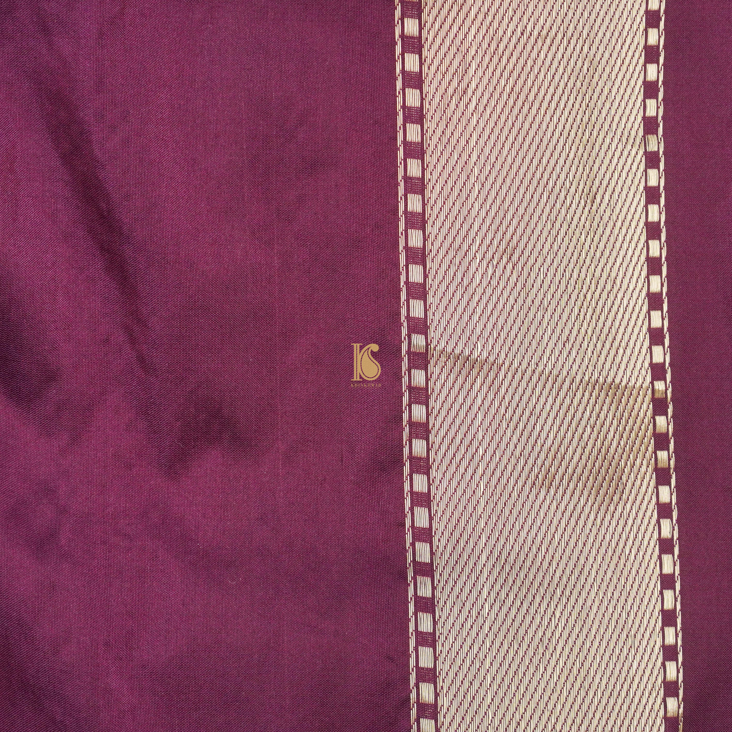 Handloom Banarasi Katan Silk Purple Shikargah Saree - Khinkhwab