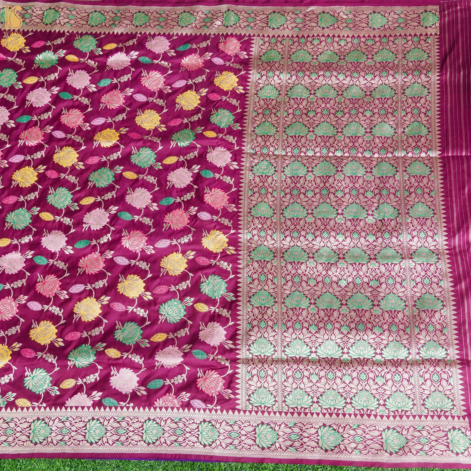 Flirt Purple Pure Katan Silk Handwoven Banarasi Kadwa Tilfi Jangla Saree - Khinkhwab