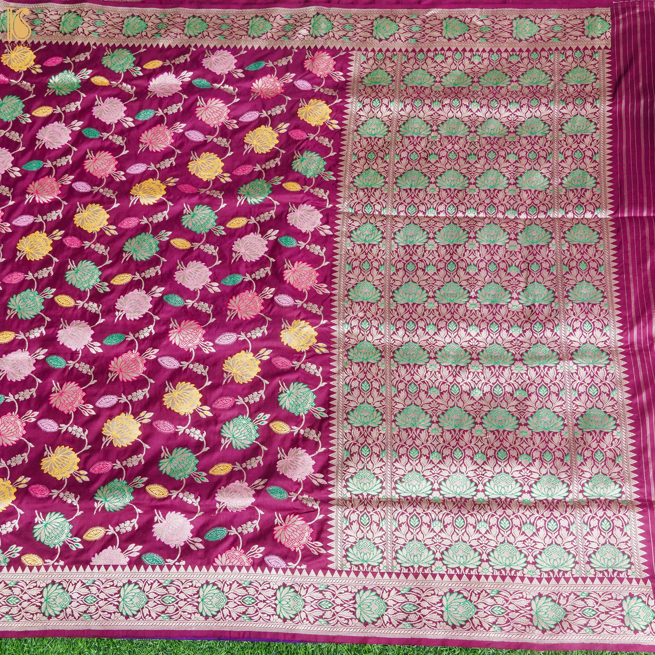 Flirt Purple Pure Katan Silk Handwoven Banarasi Kadwa Tilfi Jangla Saree - Khinkhwab